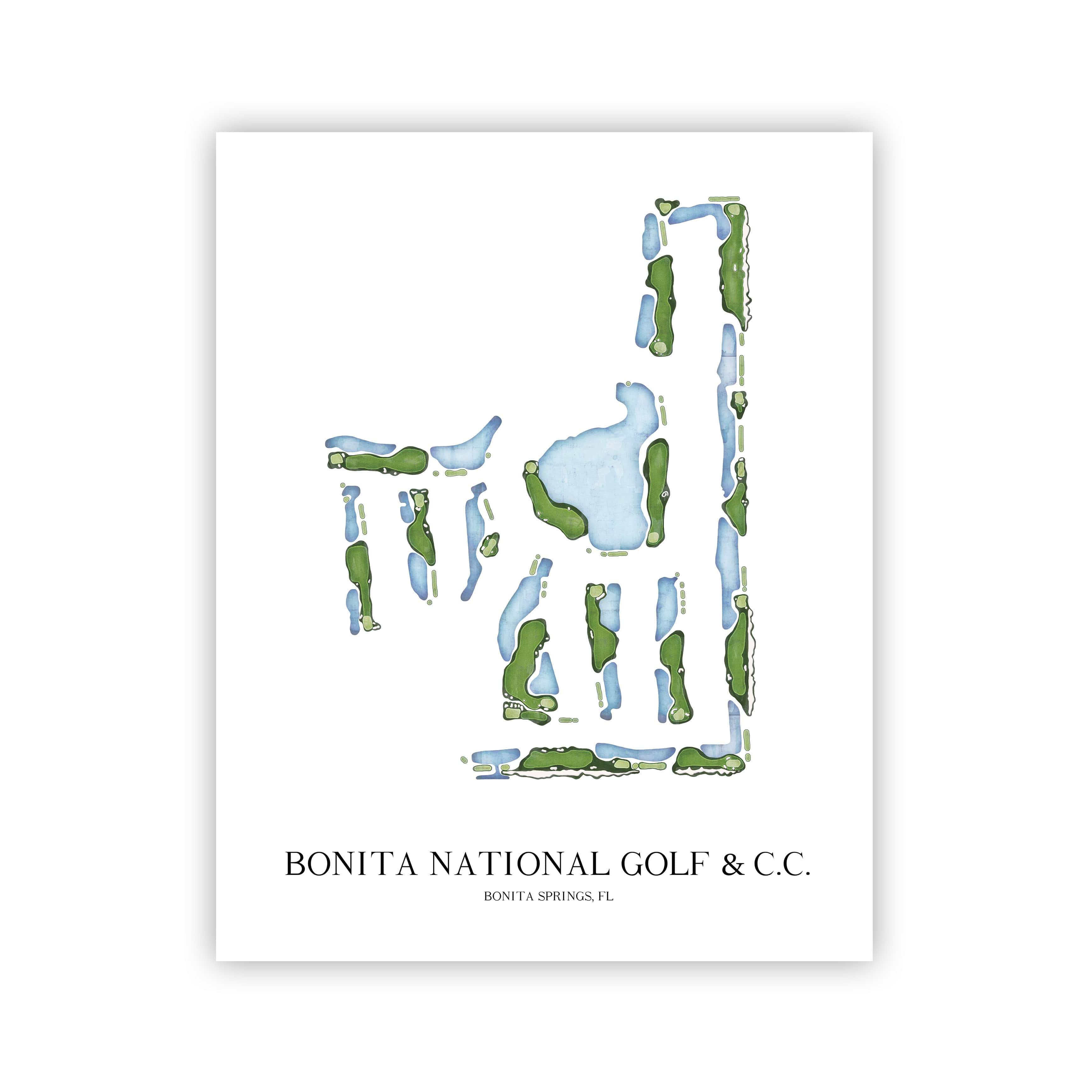 The 19th Hole Golf Shop - Golf Course Prints -  Bonita National Golf Club Golf Course Map Golf Map