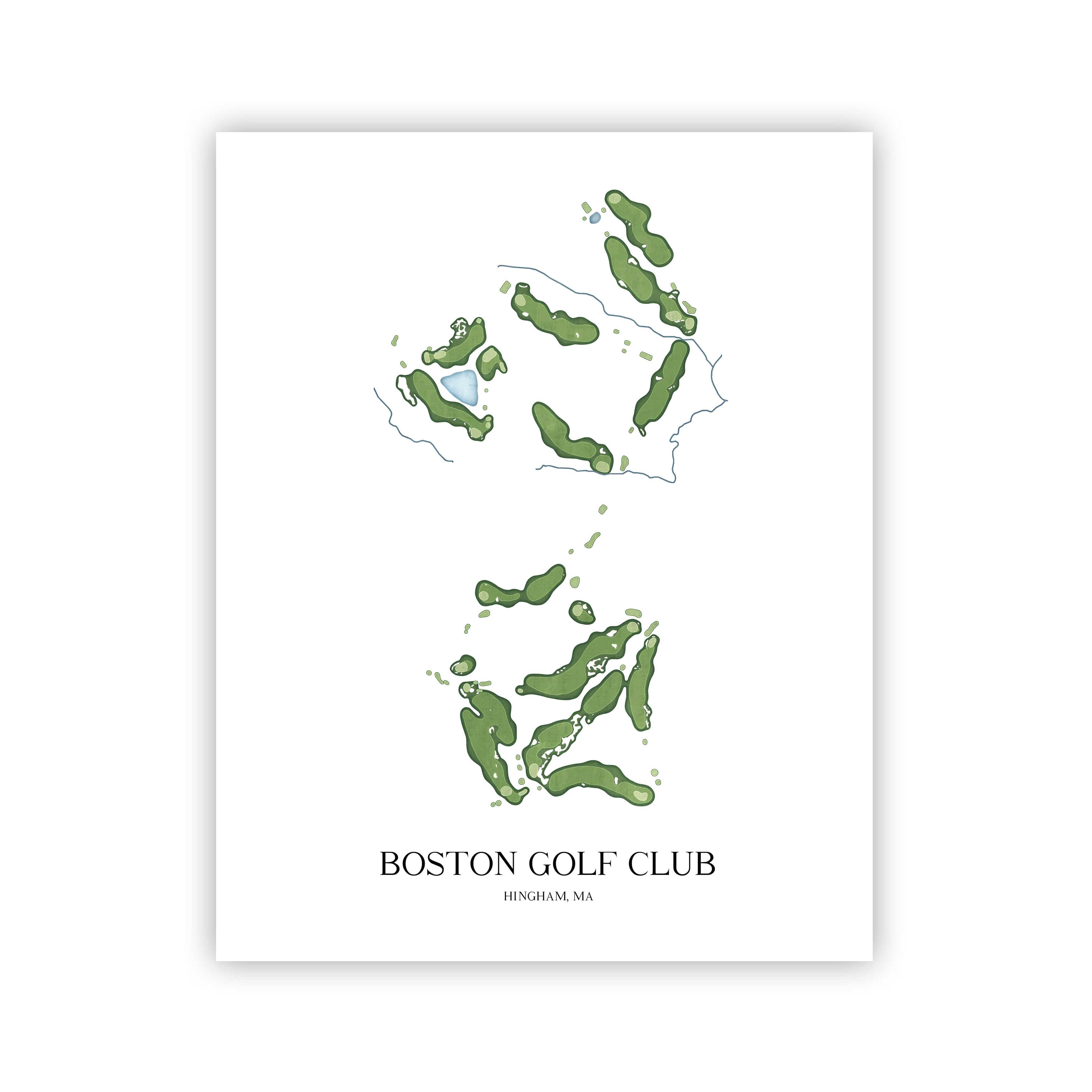 The 19th Hole Golf Shop - Golf Course Prints -  Boston Golf Club Golf Course Map Golf Map