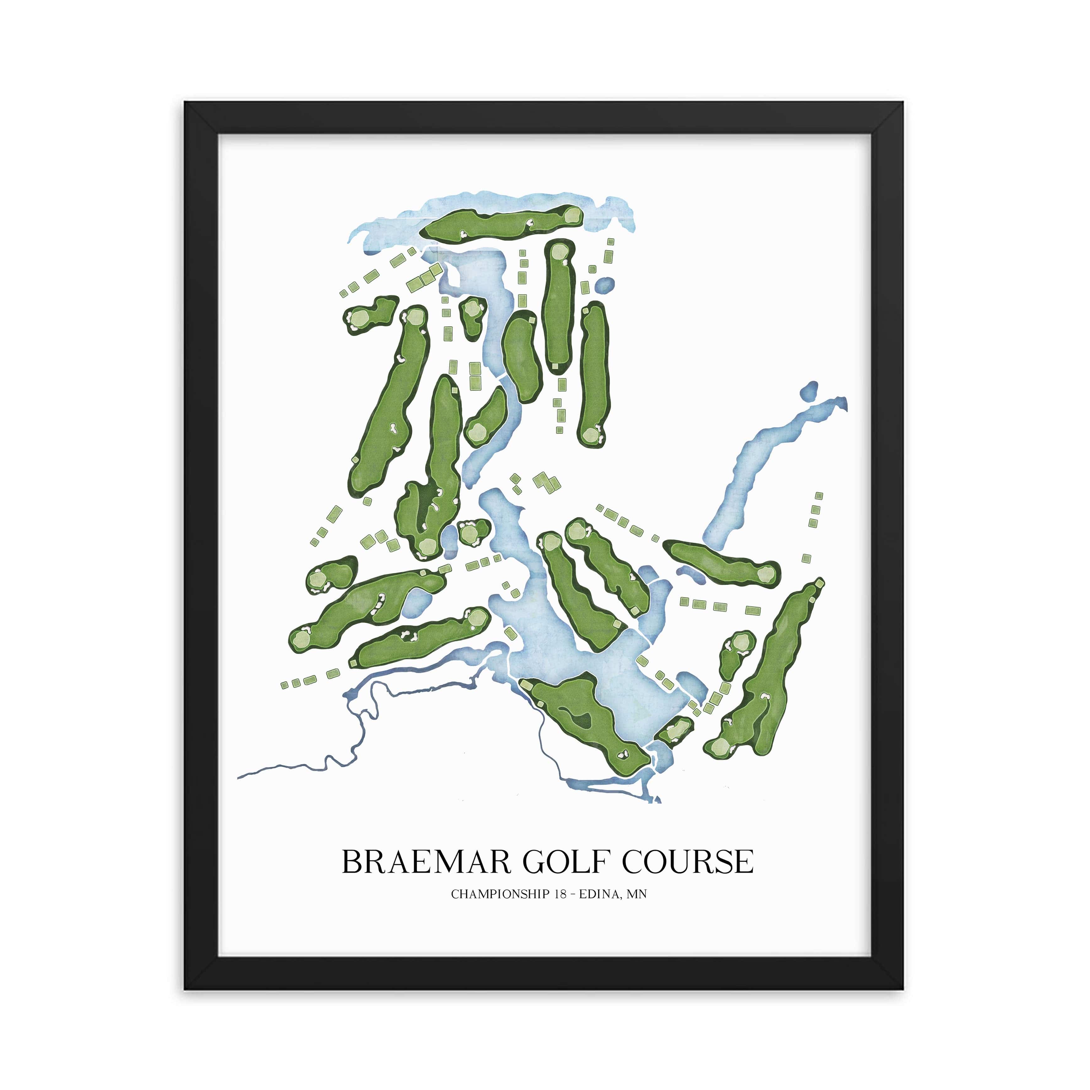 The 19th Hole Golf Shop - Golf Course Prints -  Braemar Golf Course Golf Course Map Golf Map