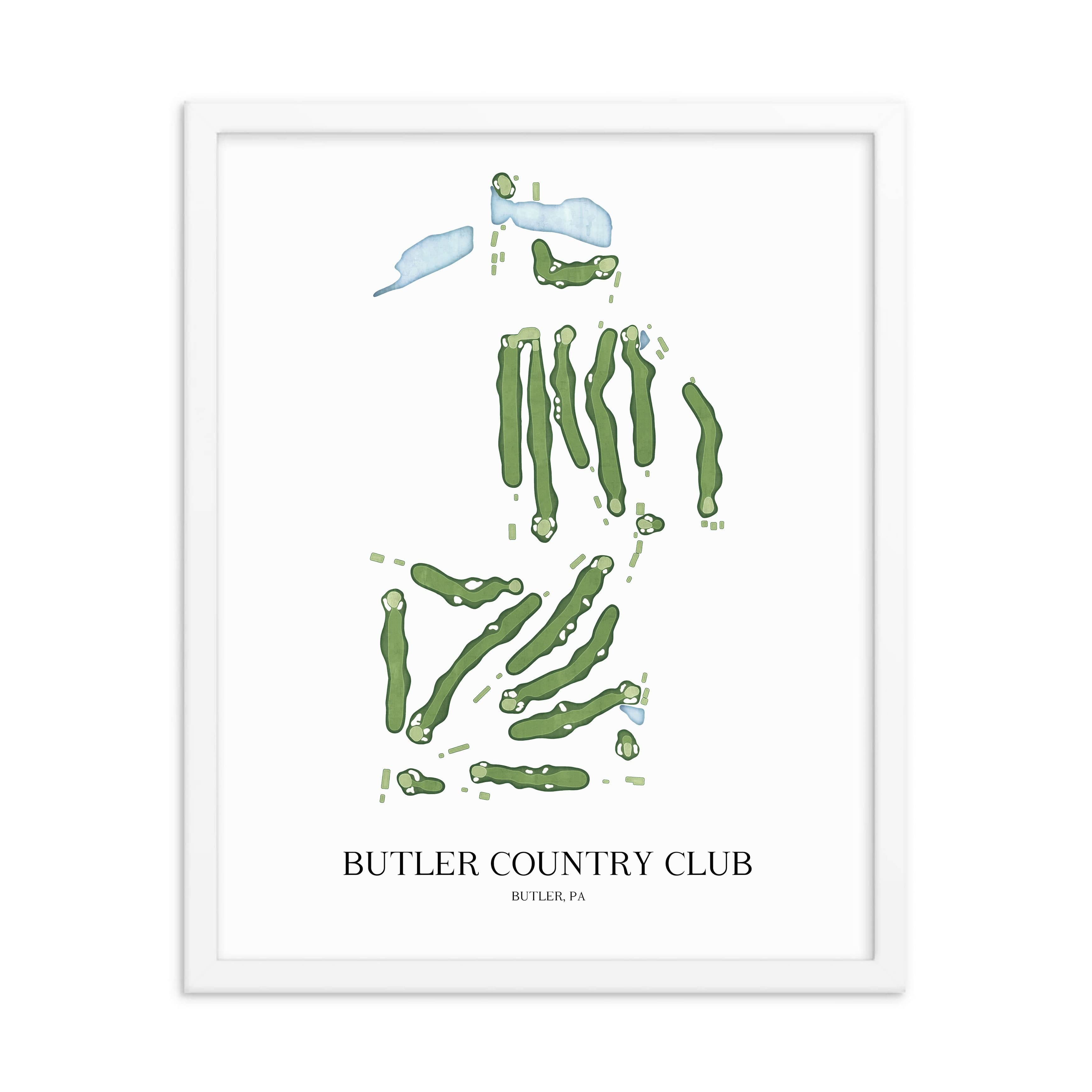 The 19th Hole Golf Shop - Golf Course Prints -  Butler Country Club Golf Course Map Golf Map