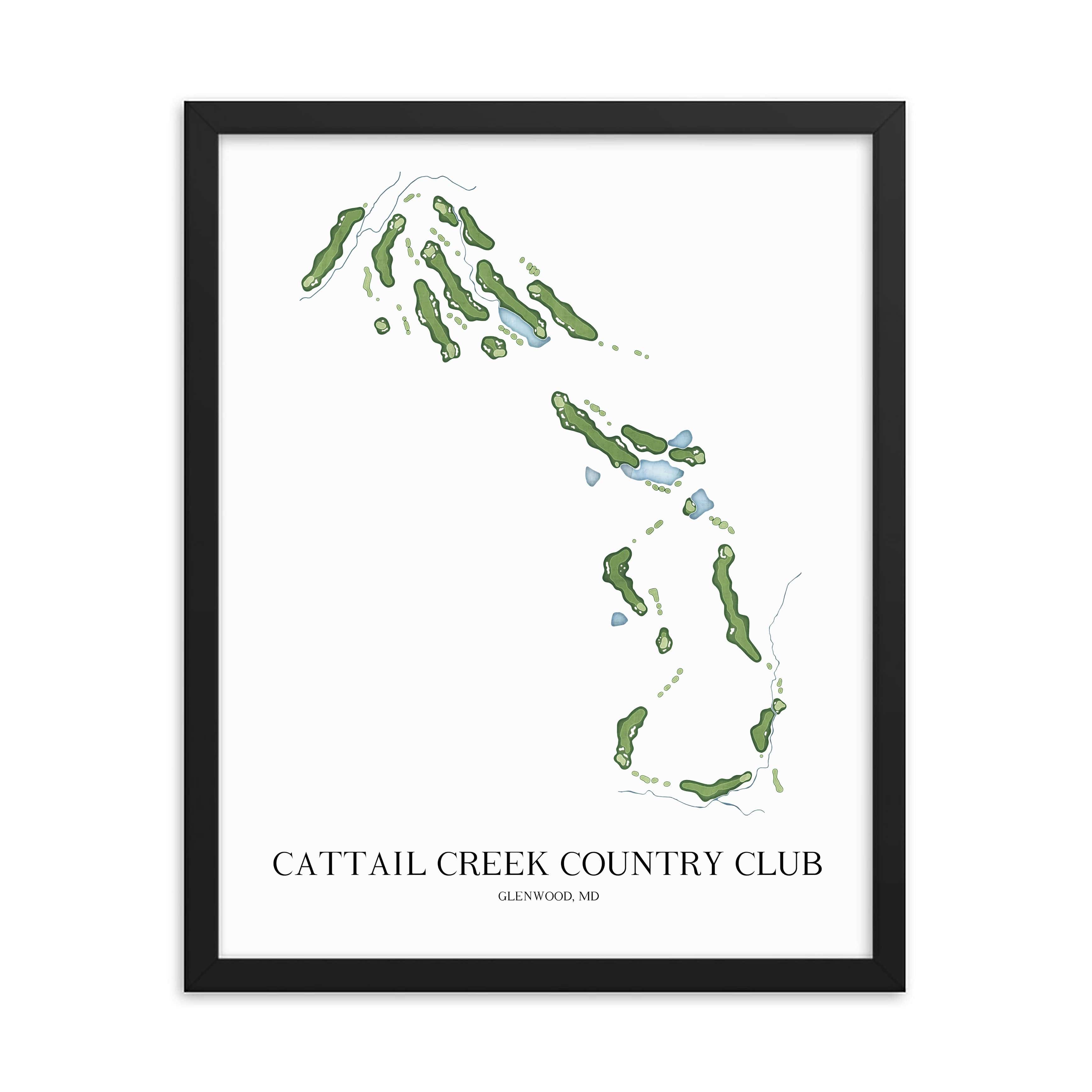 The 19th Hole Golf Shop - Golf Course Prints -  Cattail Creek Country Club Golf Course Map Golf Map