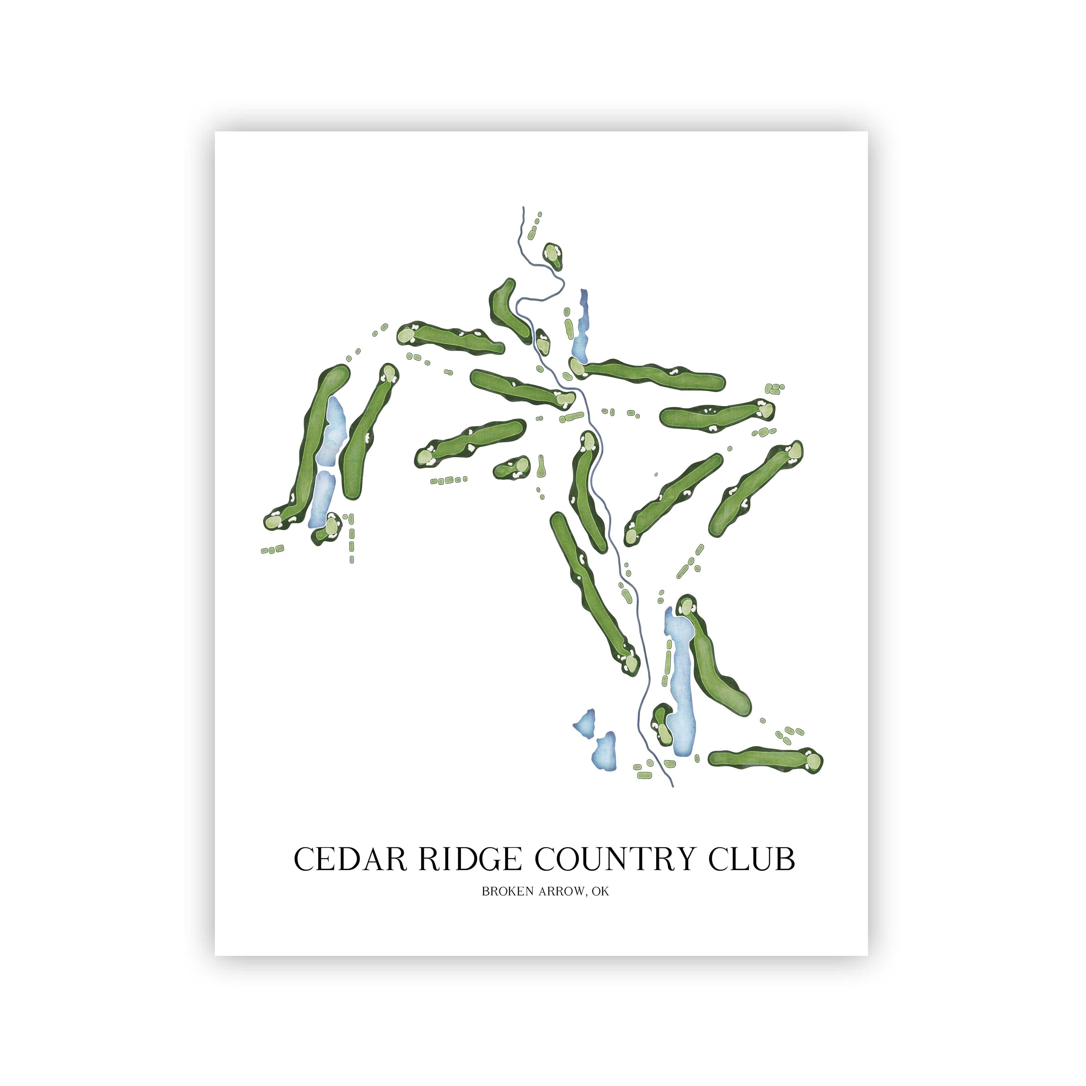 The 19th Hole Golf Shop - Golf Course Prints -  Cedar Ridge Country Club Golf Course Map Golf Map