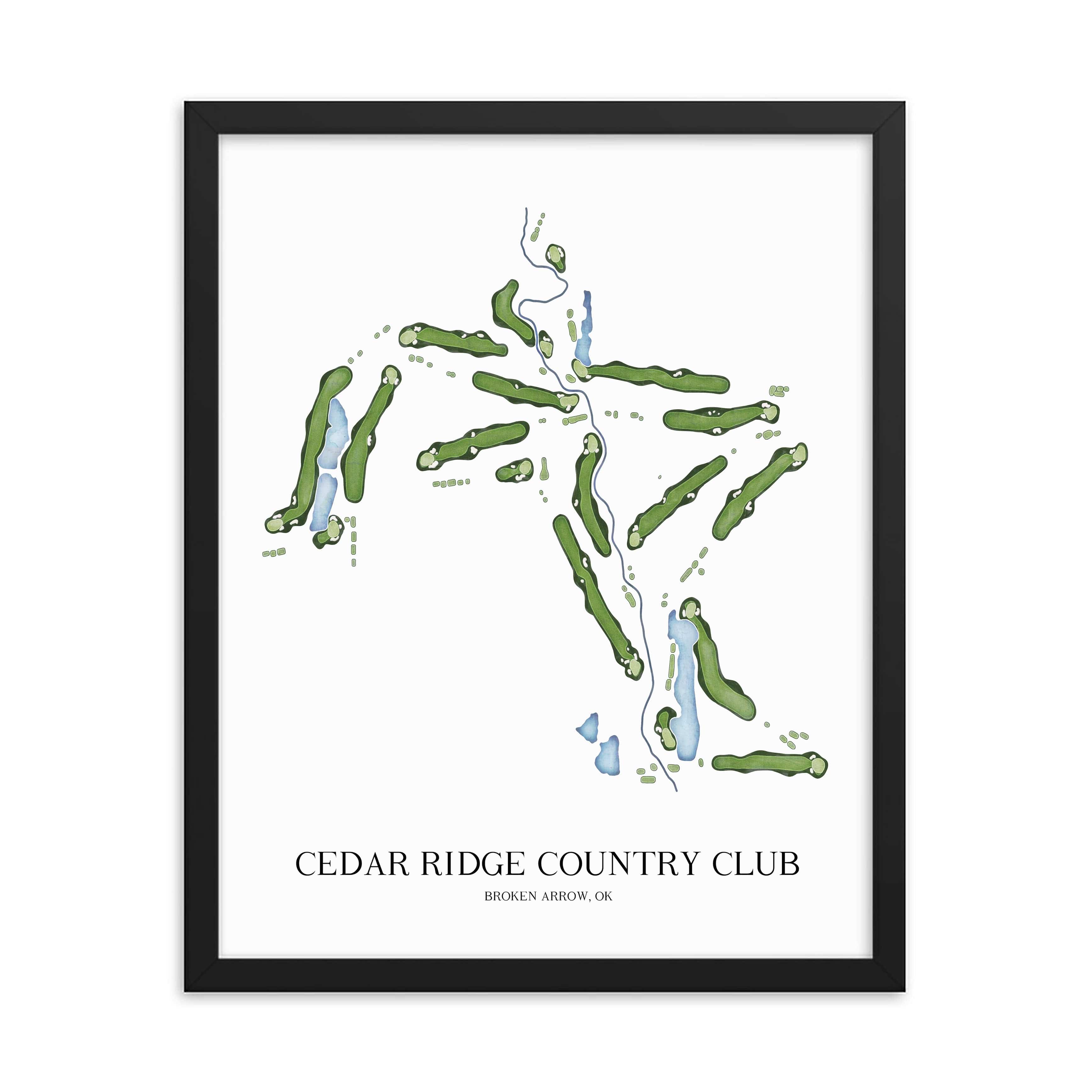 The 19th Hole Golf Shop - Golf Course Prints -  Cedar Ridge Country Club Golf Course Map Golf Map