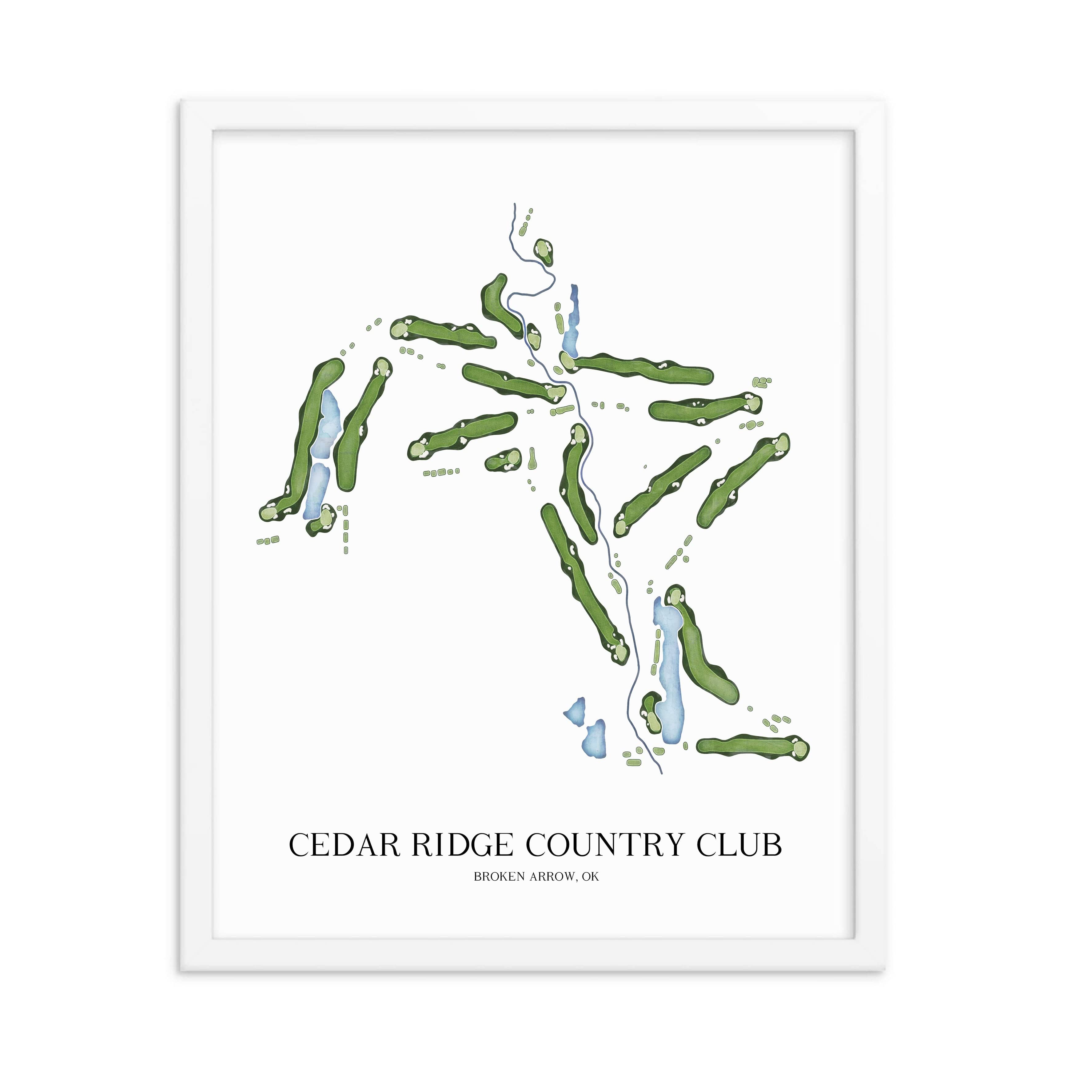 The 19th Hole Golf Shop - Golf Course Prints -  Cedar Ridge Country Club Golf Course Map Golf Map