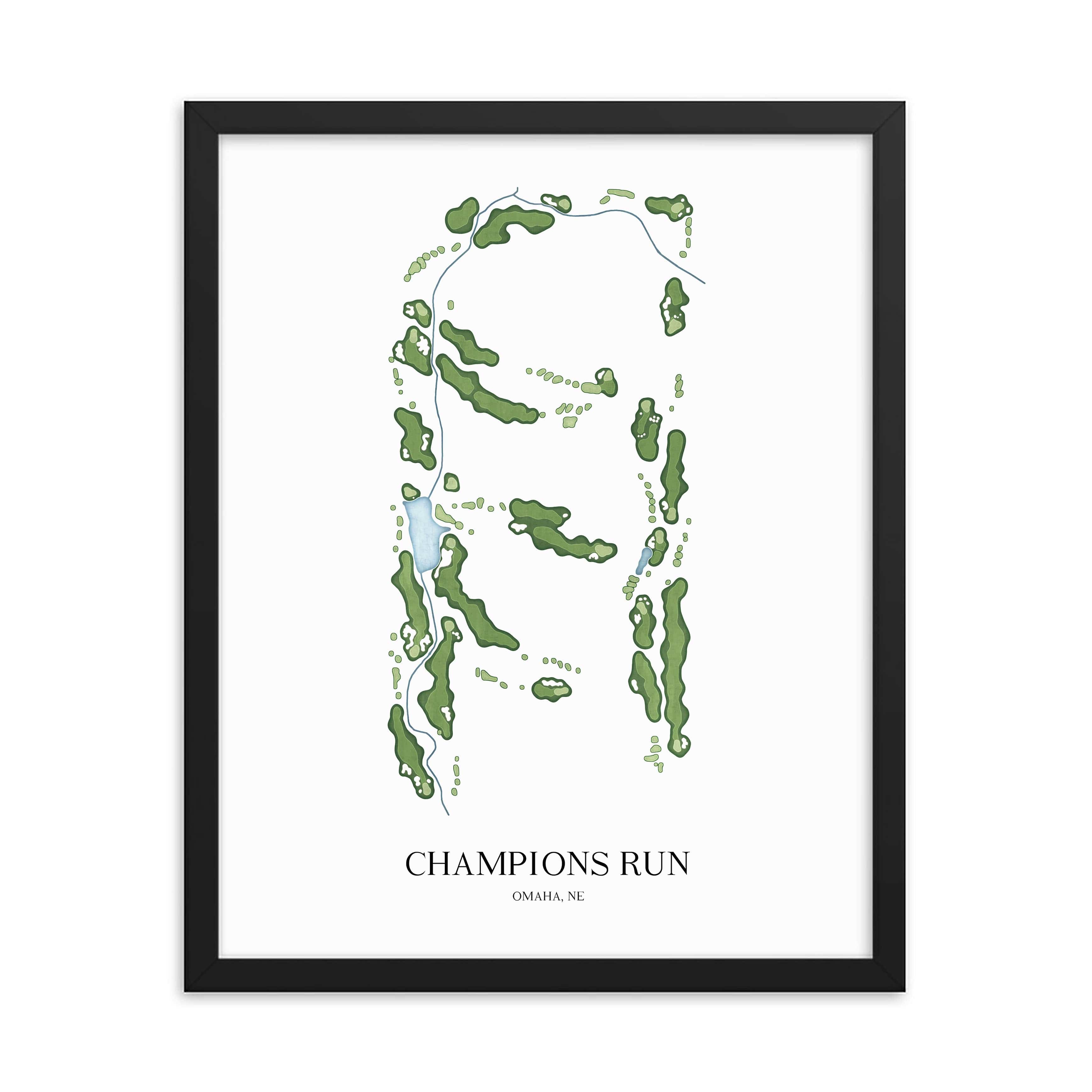 The 19th Hole Golf Shop - Golf Course Prints -  Champions Run Golf Course Map Golf Map