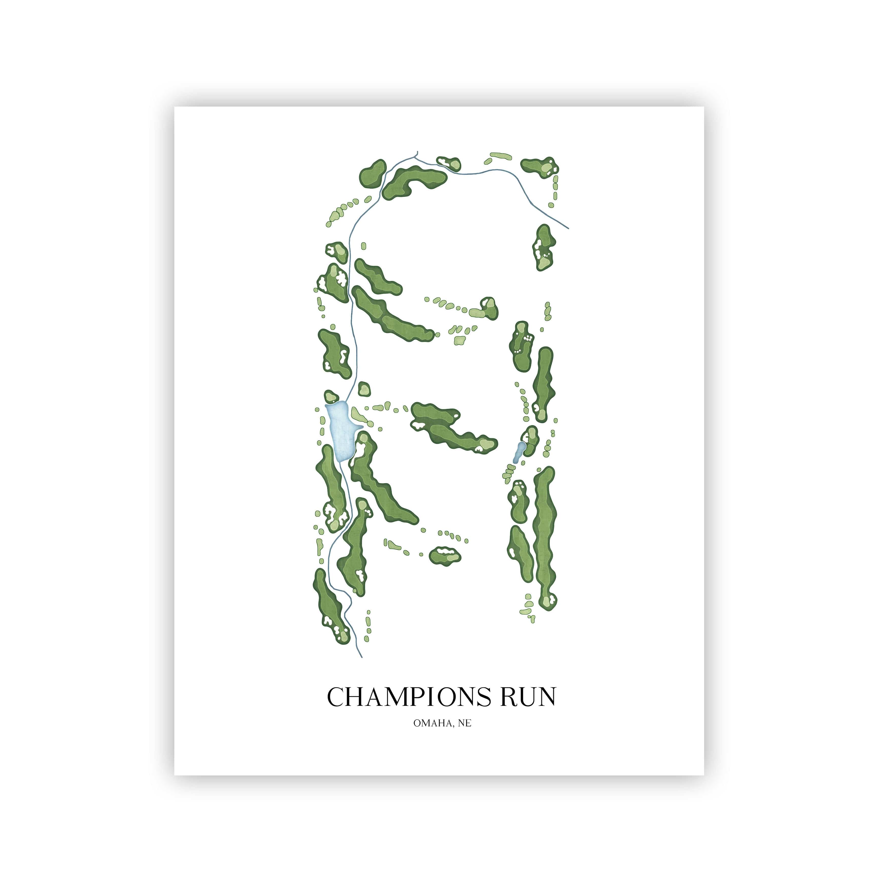 The 19th Hole Golf Shop - Golf Course Prints -  Champions Run Golf Course Map Golf Map