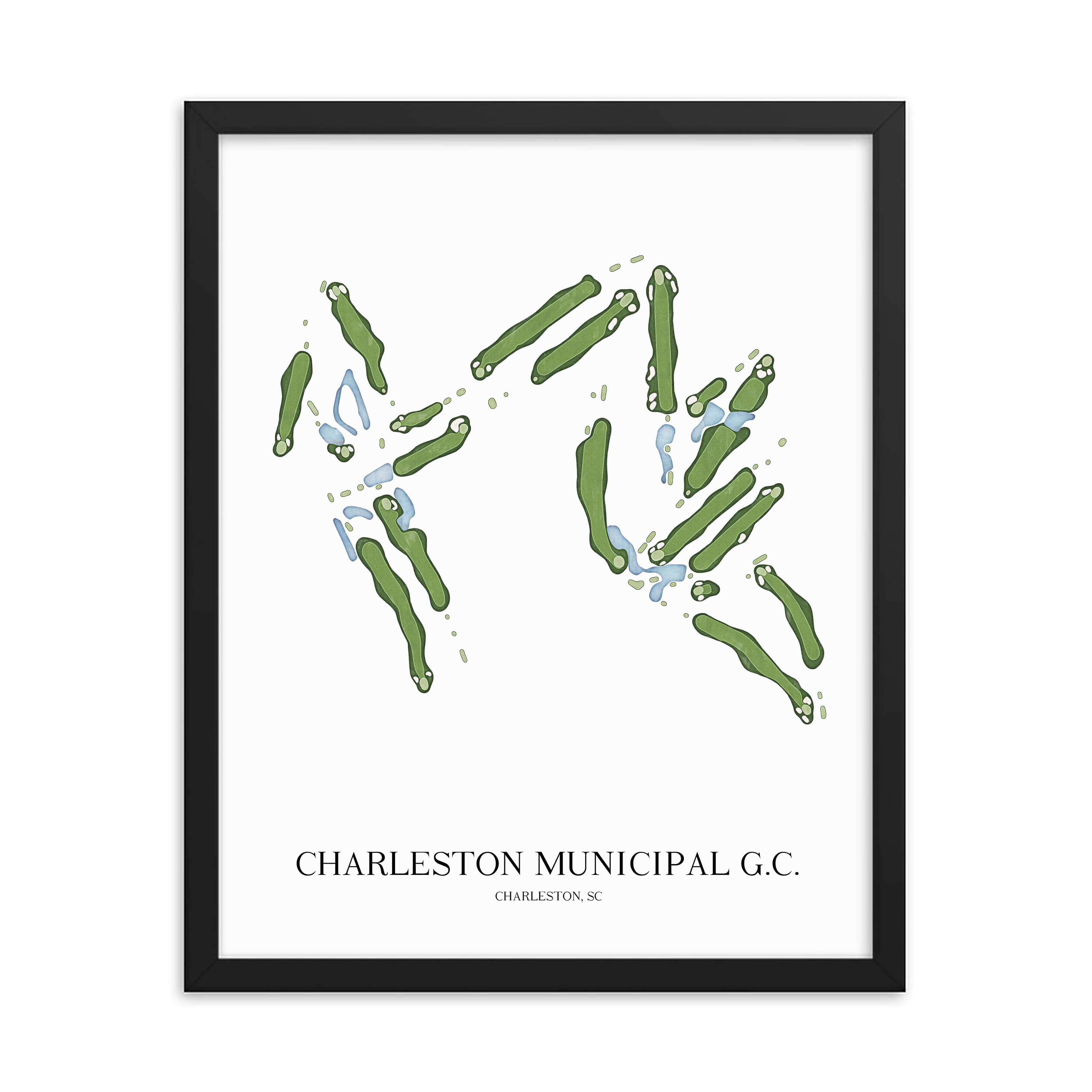 The 19th Hole Golf Shop - Golf Course Prints -  Charleston Municipal Golf Course Golf Course Map Golf Map