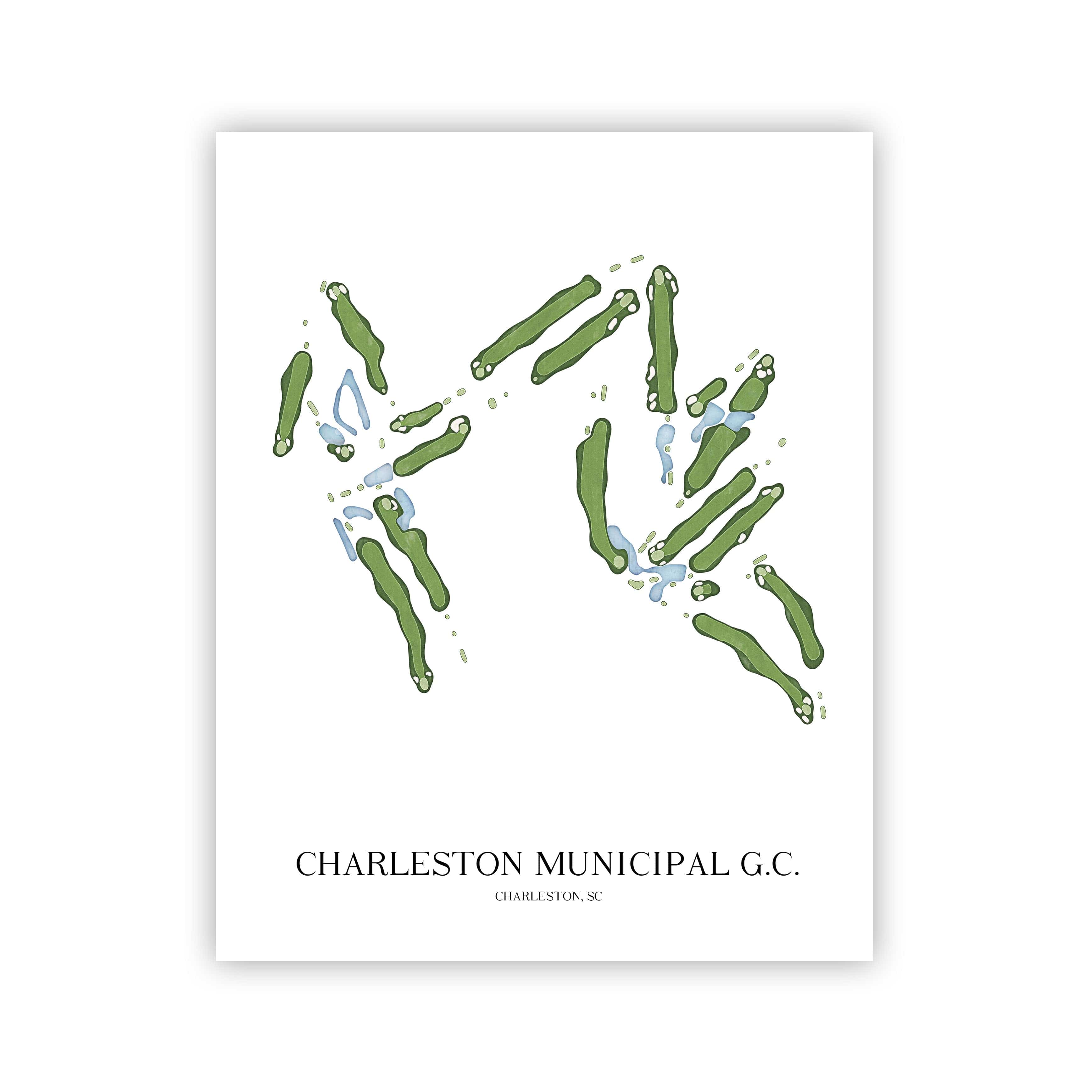 The 19th Hole Golf Shop - Golf Course Prints -  Charleston Municipal Golf Course Golf Course Map Golf Map