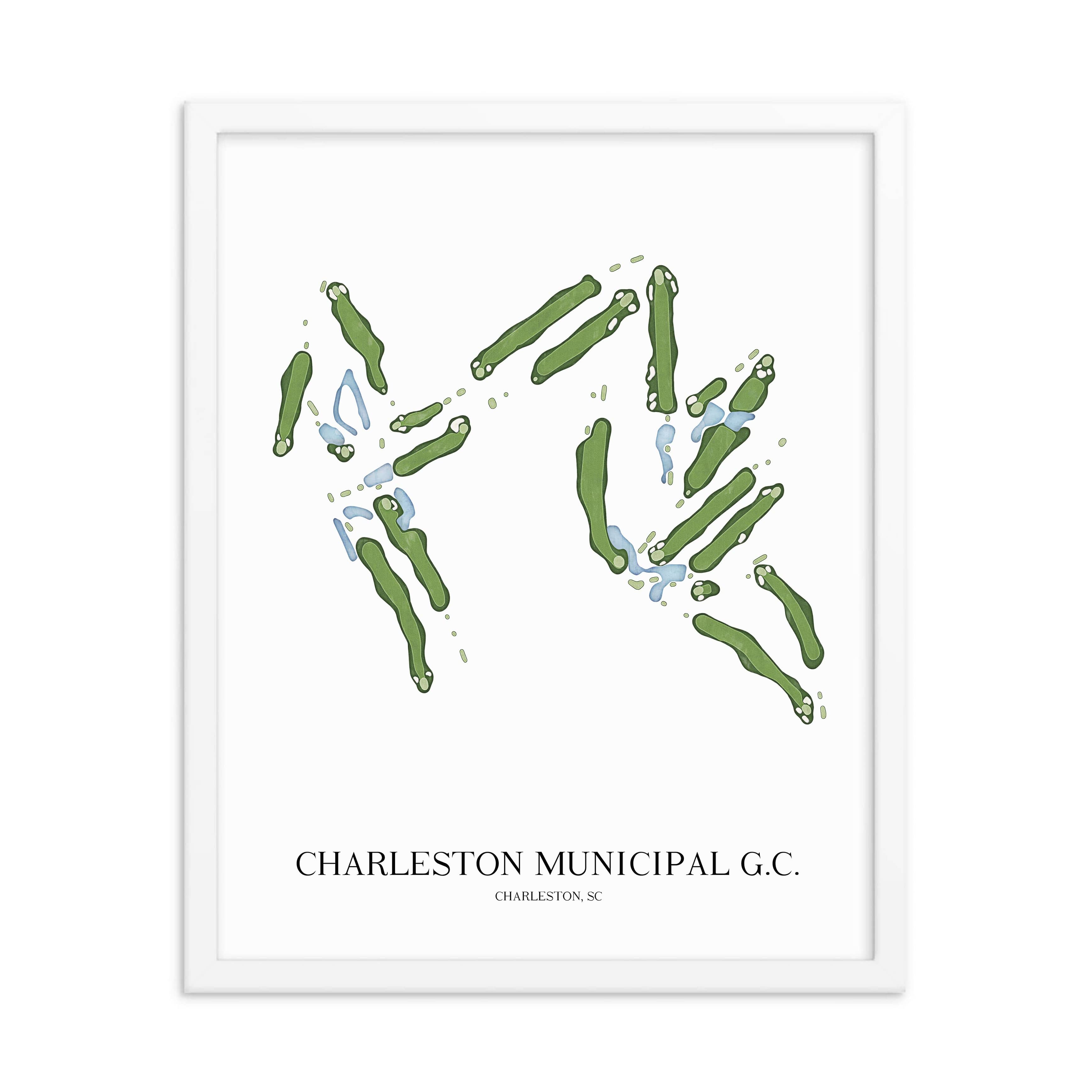 The 19th Hole Golf Shop - Golf Course Prints -  Charleston Municipal Golf Course Golf Course Map Golf Map