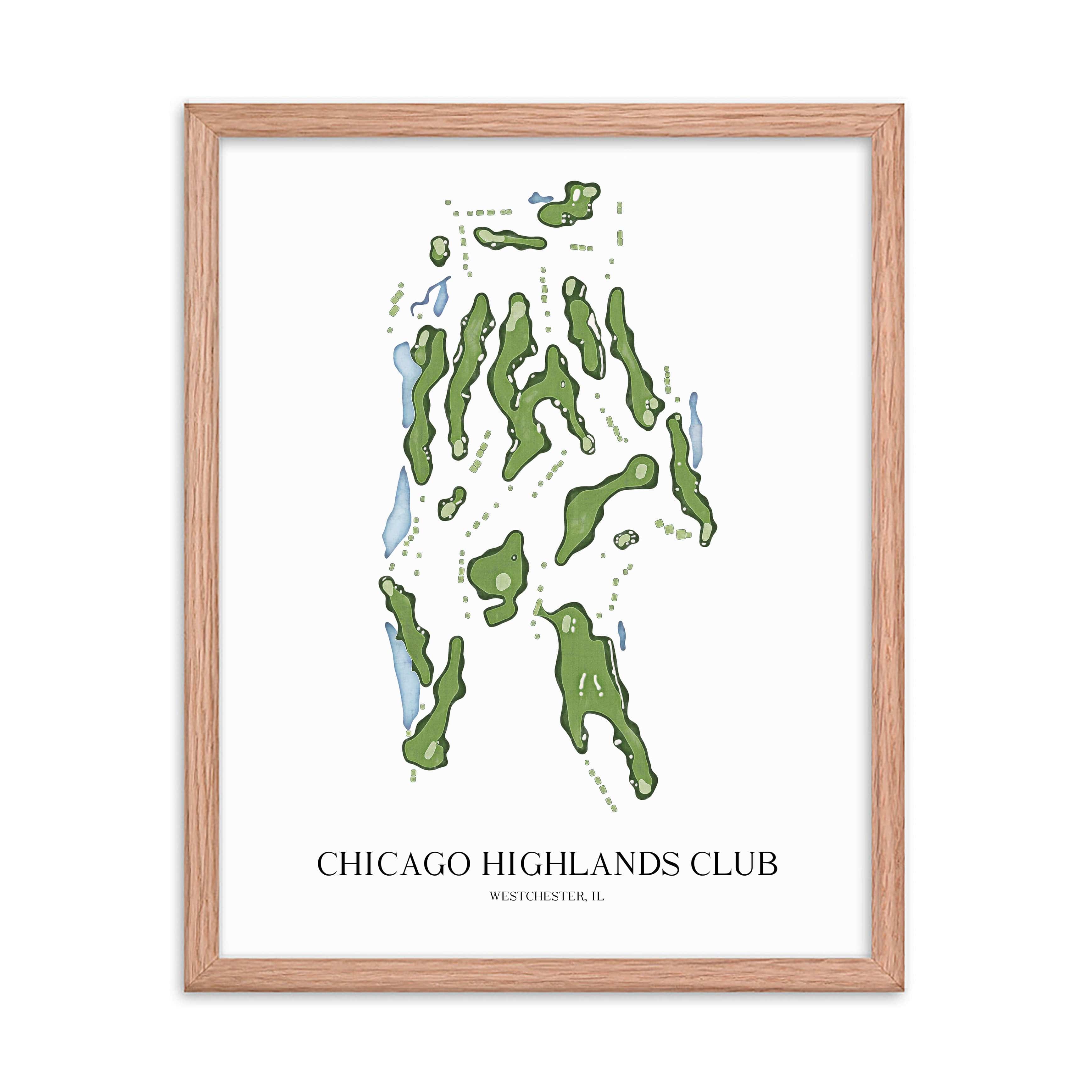 The 19th Hole Golf Shop - Golf Course Prints -  Chicago Highlands Club Golf Course Map Golf Map