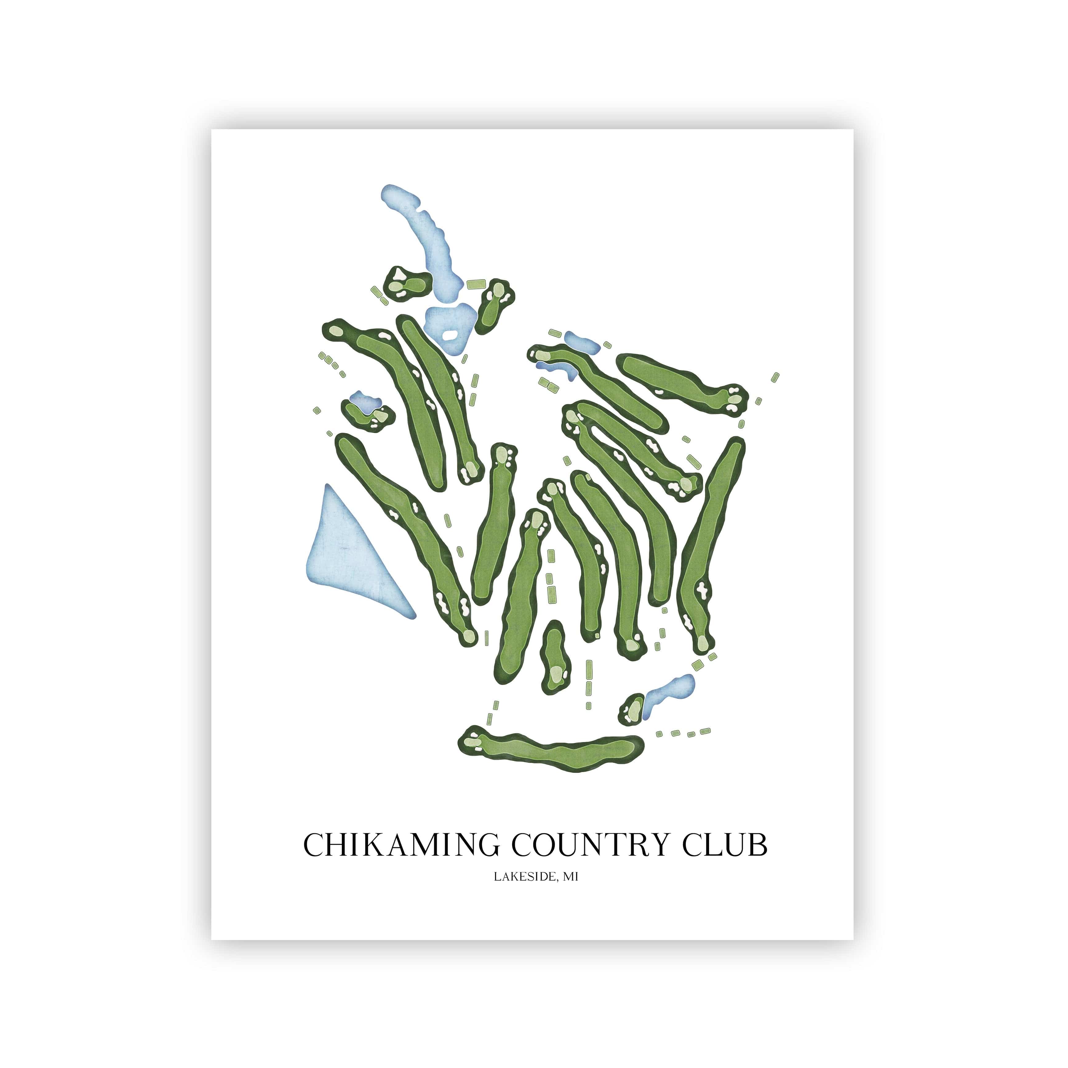 The 19th Hole Golf Shop - Golf Course Prints -  Chikaming Country Club Golf Course Map Golf Map