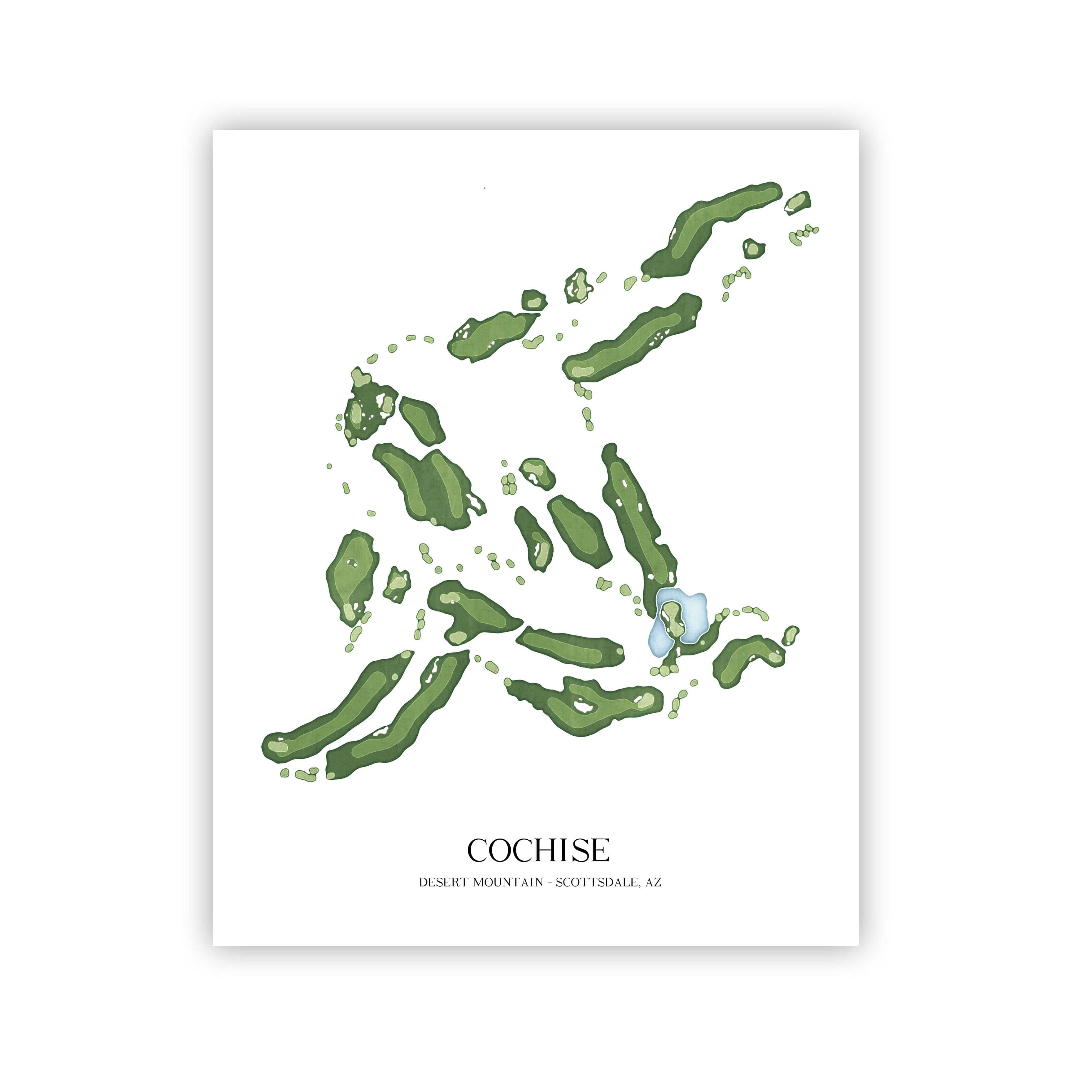 The 19th Hole Golf Shop - Golf Course Prints -  Cochise - Desert Mountain Golf Course Map Golf Map