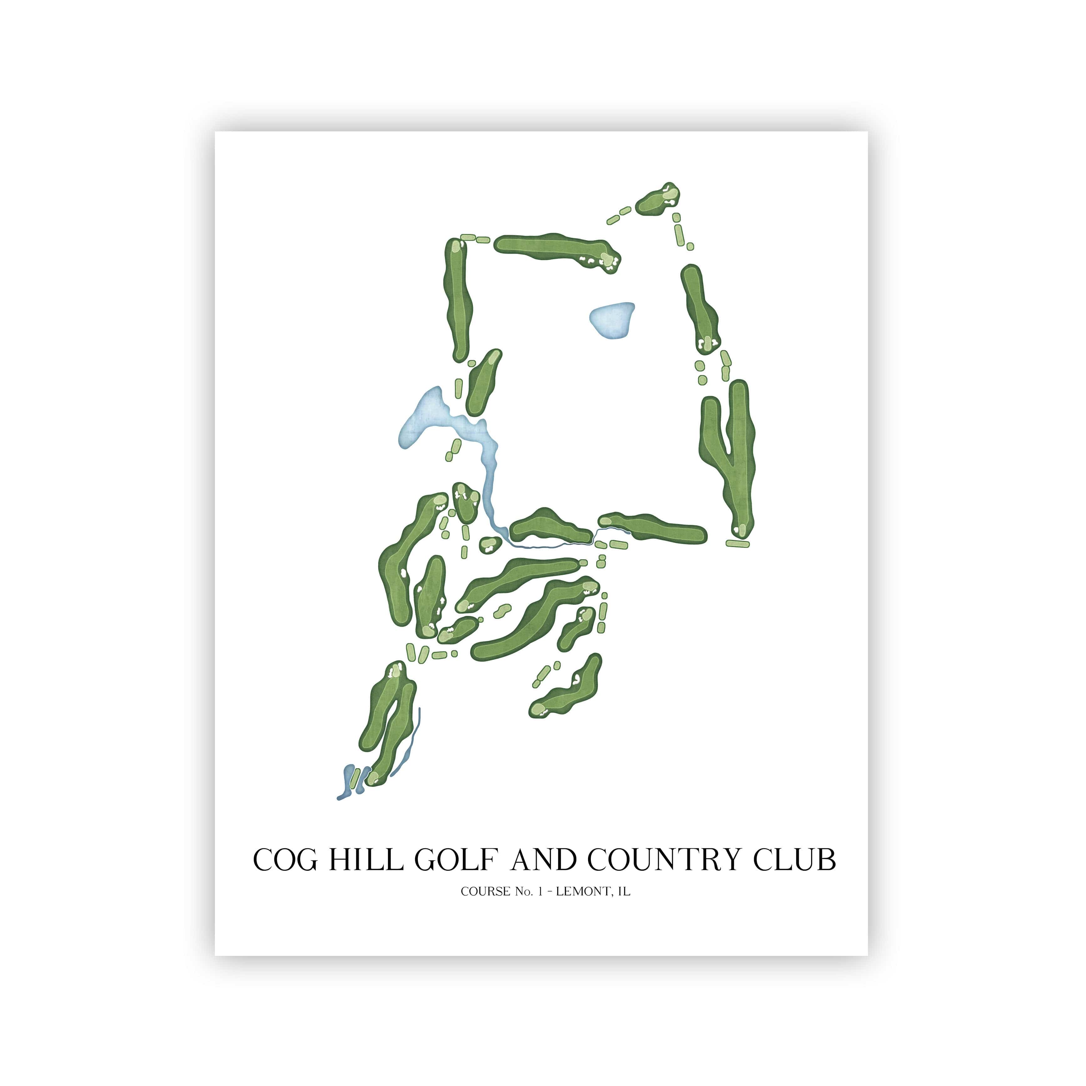 The 19th Hole Golf Shop - Golf Course Prints -  Cog Hill Golf and Country Club Golf Course Map Golf Map