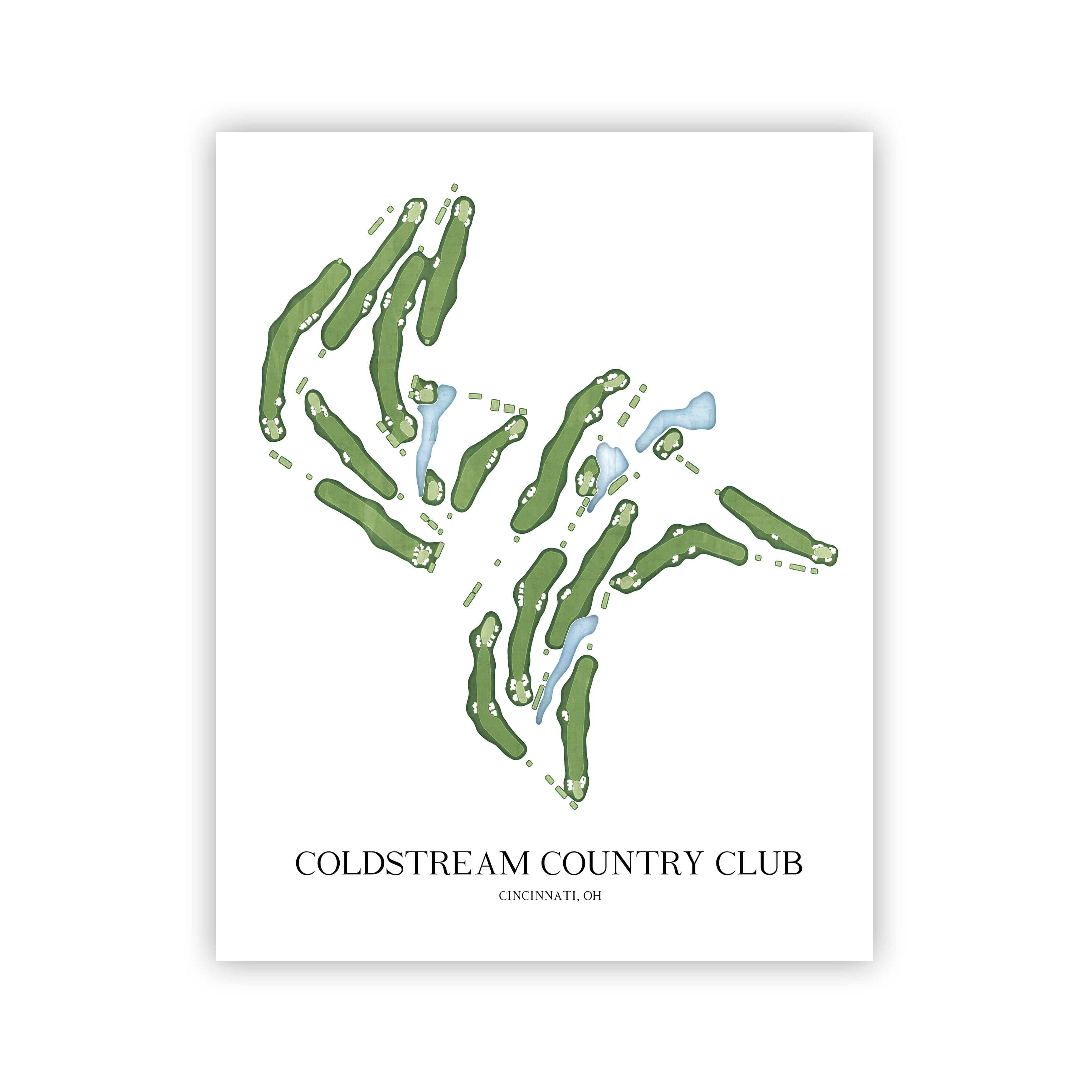 The 19th Hole Golf Shop - Golf Course Prints -  Coldstream Country Club Golf Course Map Golf Map