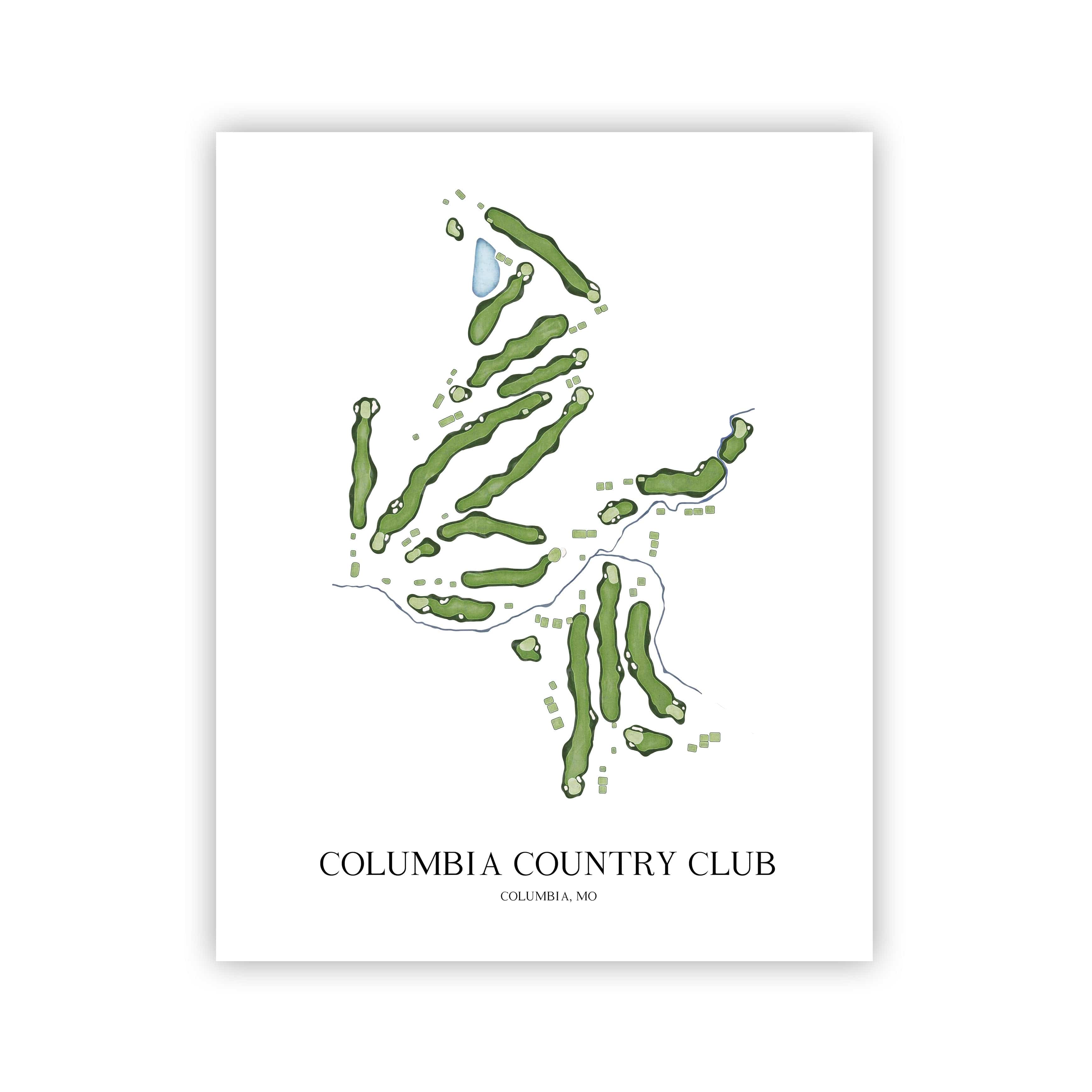 The 19th Hole Golf Shop - Golf Course Prints -  Columbia Country Club (Missouri) Golf Course Map Golf Map