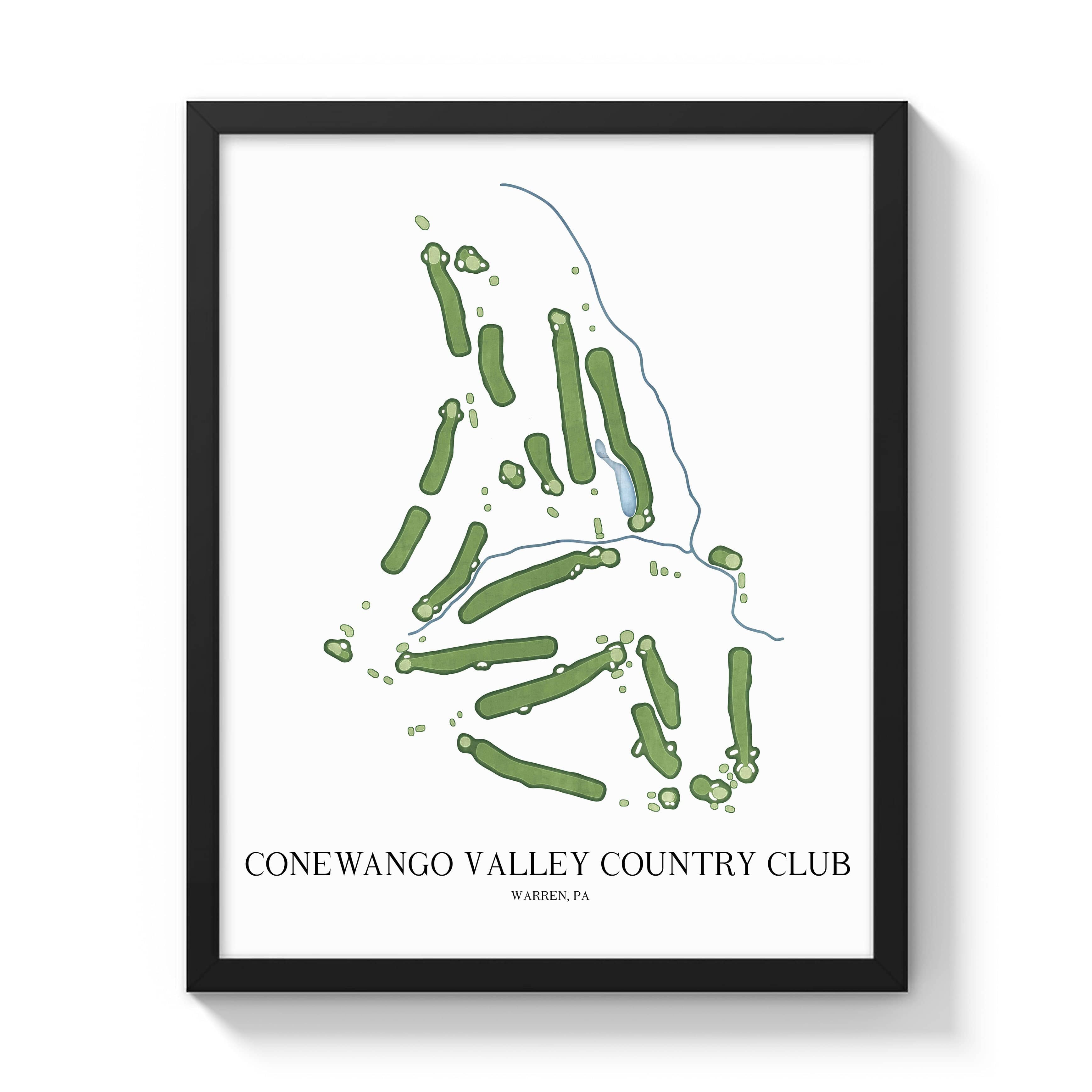 The 19th Hole Golf Shop - Golf Course Prints -  Conewango Valley Country Club Golf Course Map Golf Map