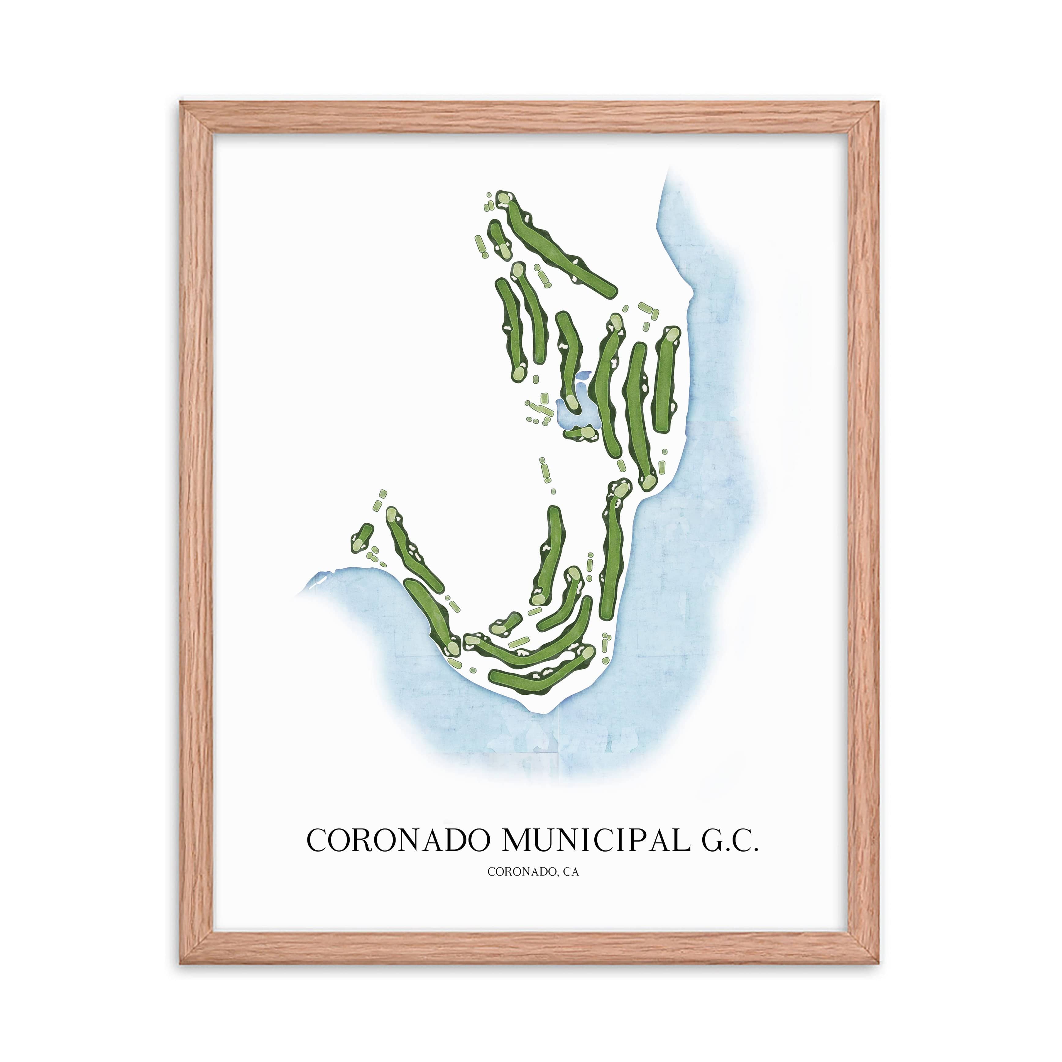 The 19th Hole Golf Shop - Golf Course Prints -  Coronado Municipal Golf Course Golf Course Map Golf Map