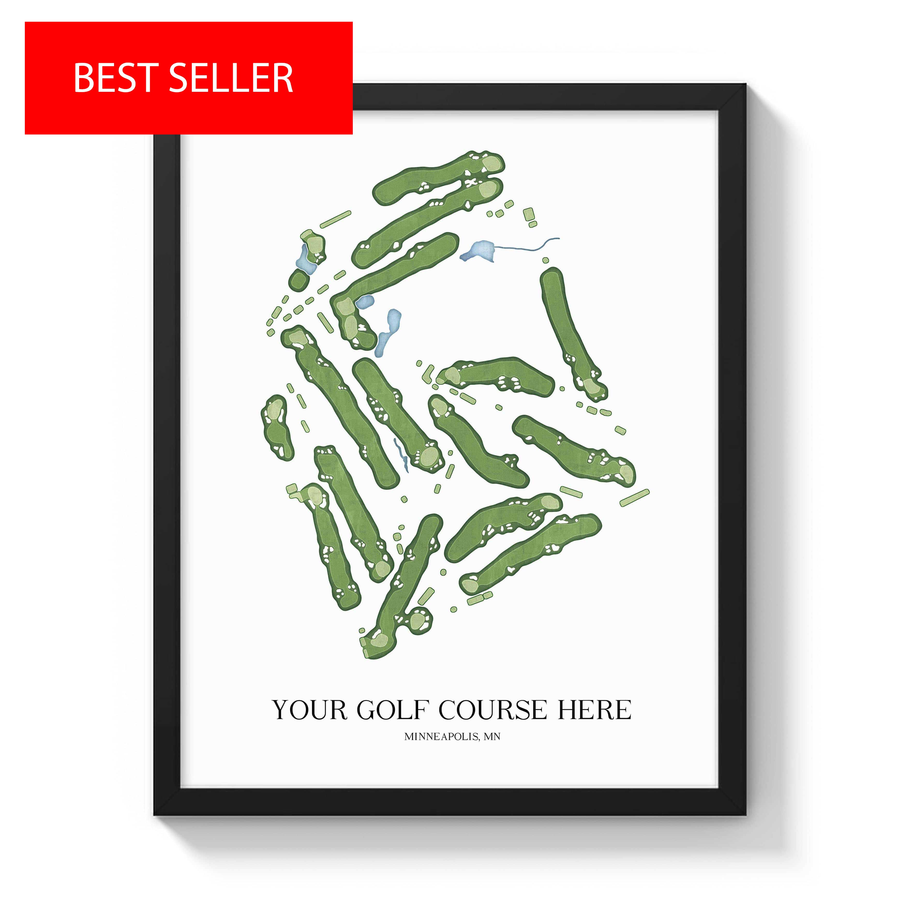 The 19th Hole Golf Shop - Golf Course Prints -  -Custom Golf Course- Golf Course Map Golf Map