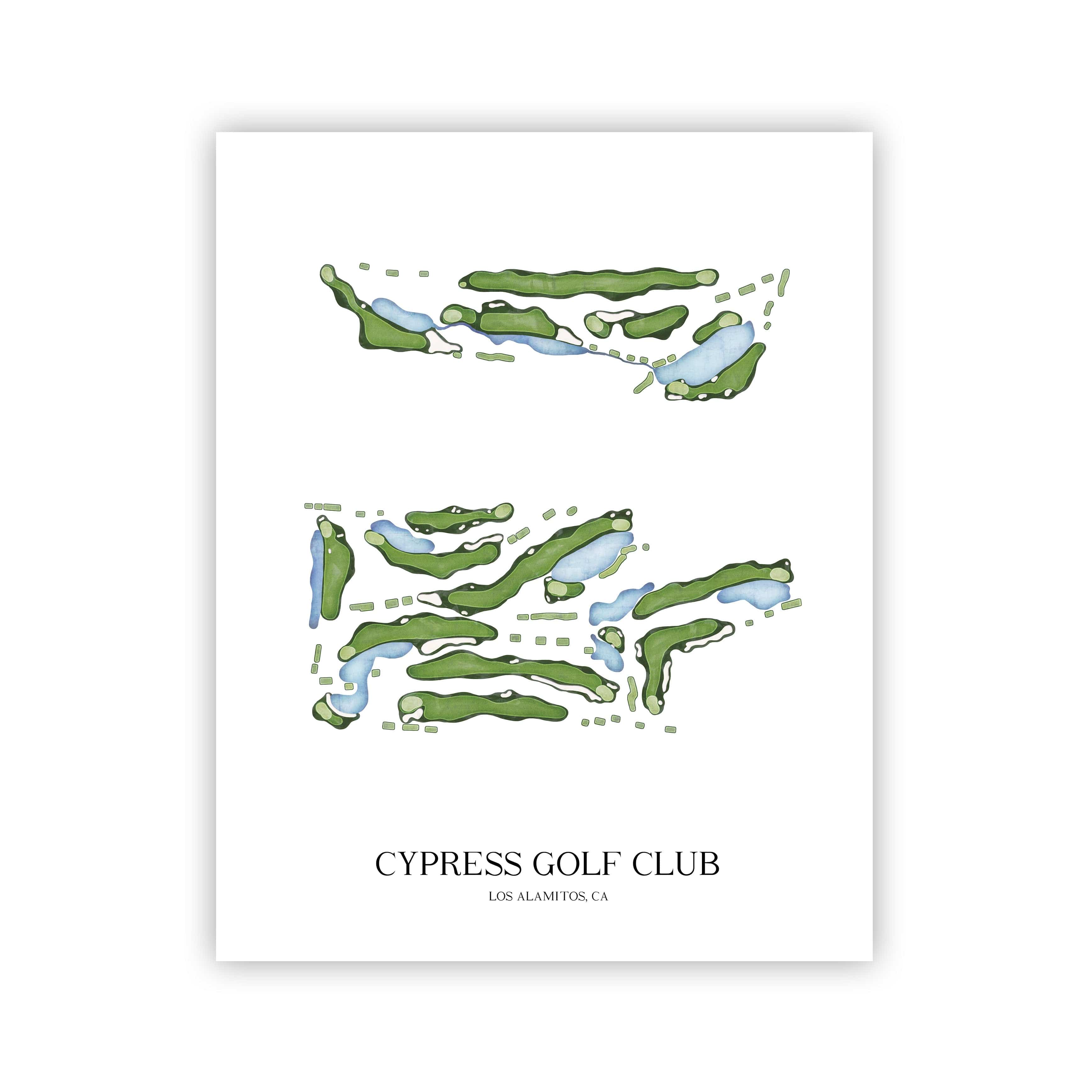 The 19th Hole Golf Shop - Golf Course Prints -  Cypress Golf Club Golf Course Map Golf Map