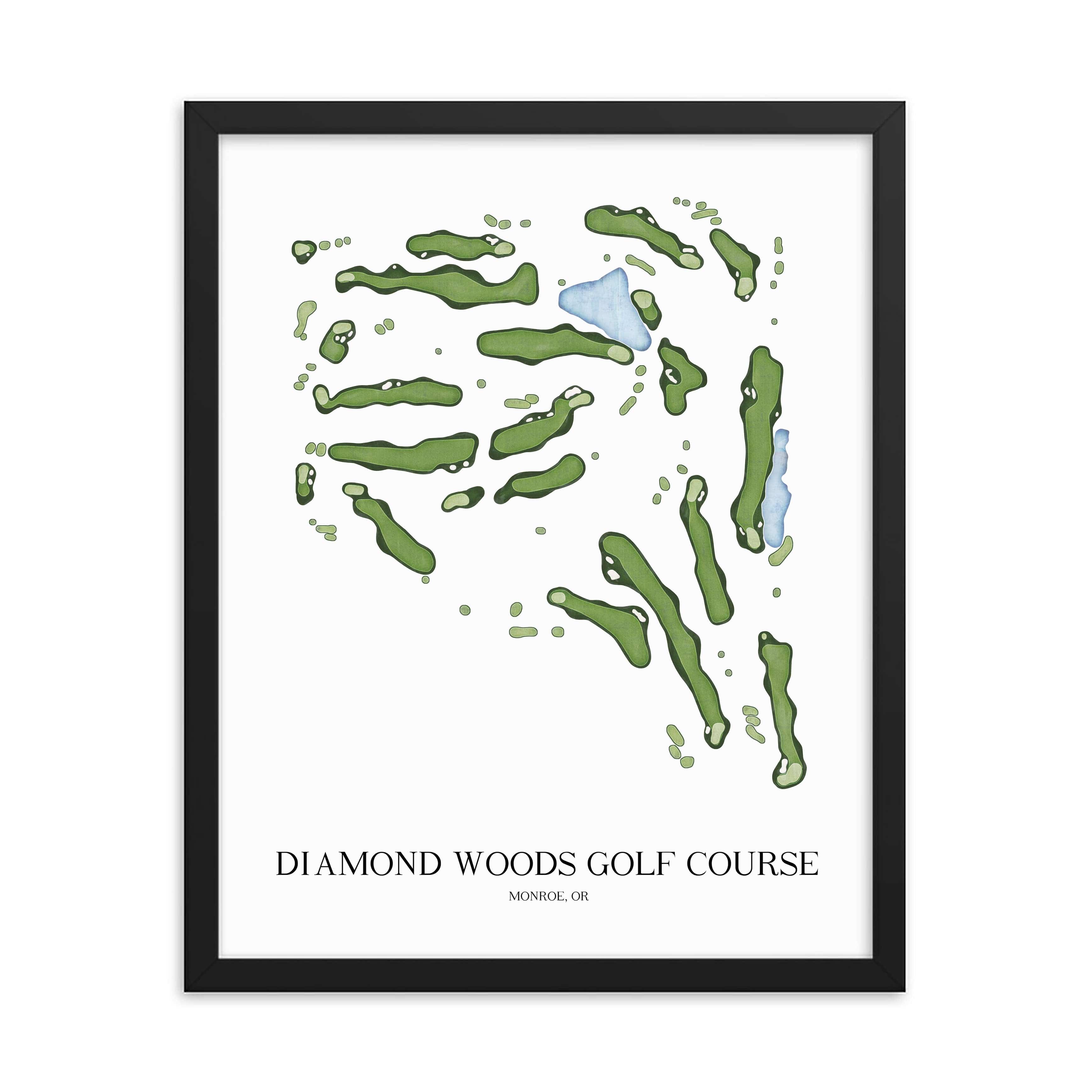 The 19th Hole Golf Shop - Golf Course Prints -  Diamond Woods Golf Course Golf Course Map Golf Map