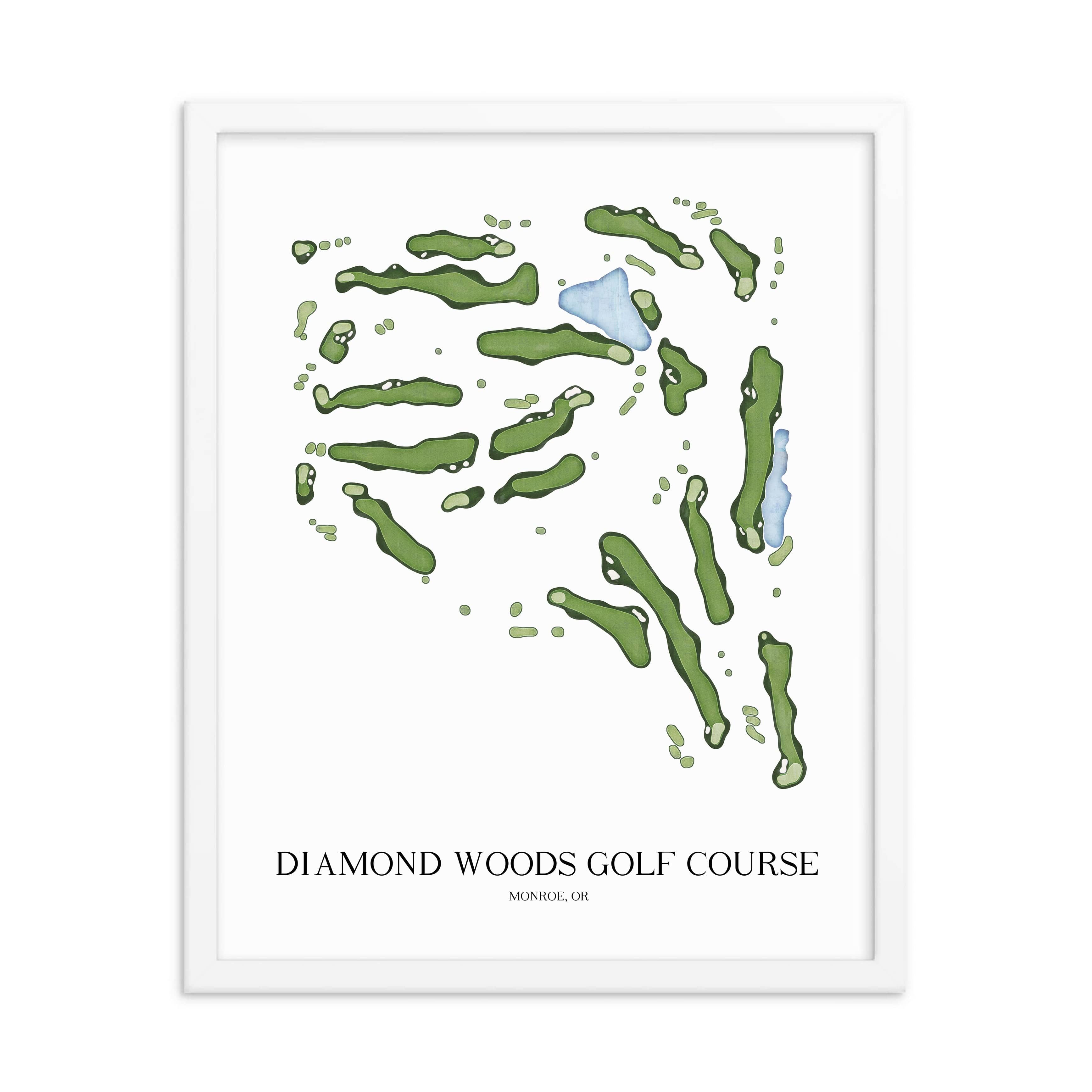 The 19th Hole Golf Shop - Golf Course Prints -  Diamond Woods Golf Course Golf Course Map Golf Map