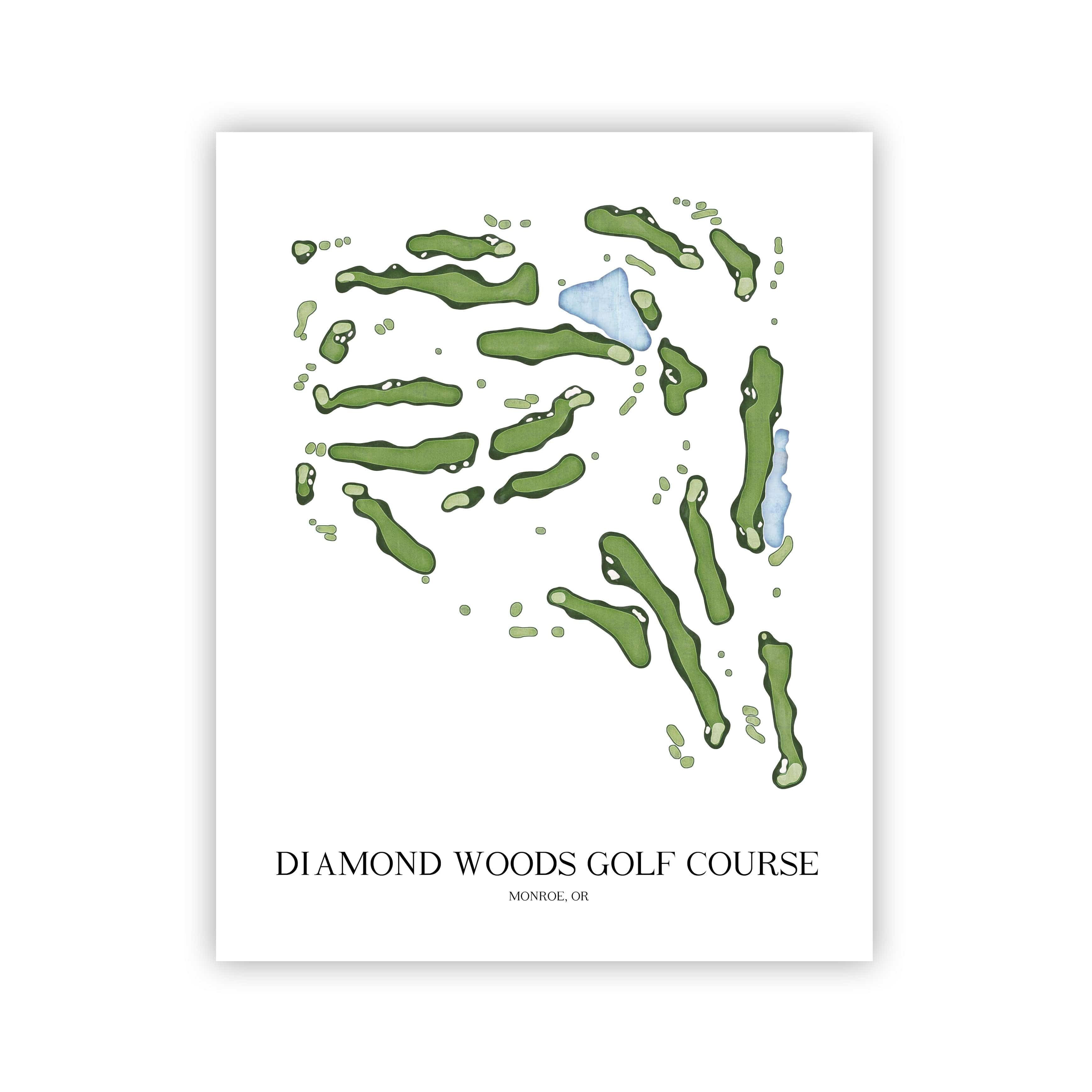 The 19th Hole Golf Shop - Golf Course Prints -  Diamond Woods Golf Course Golf Course Map Golf Map