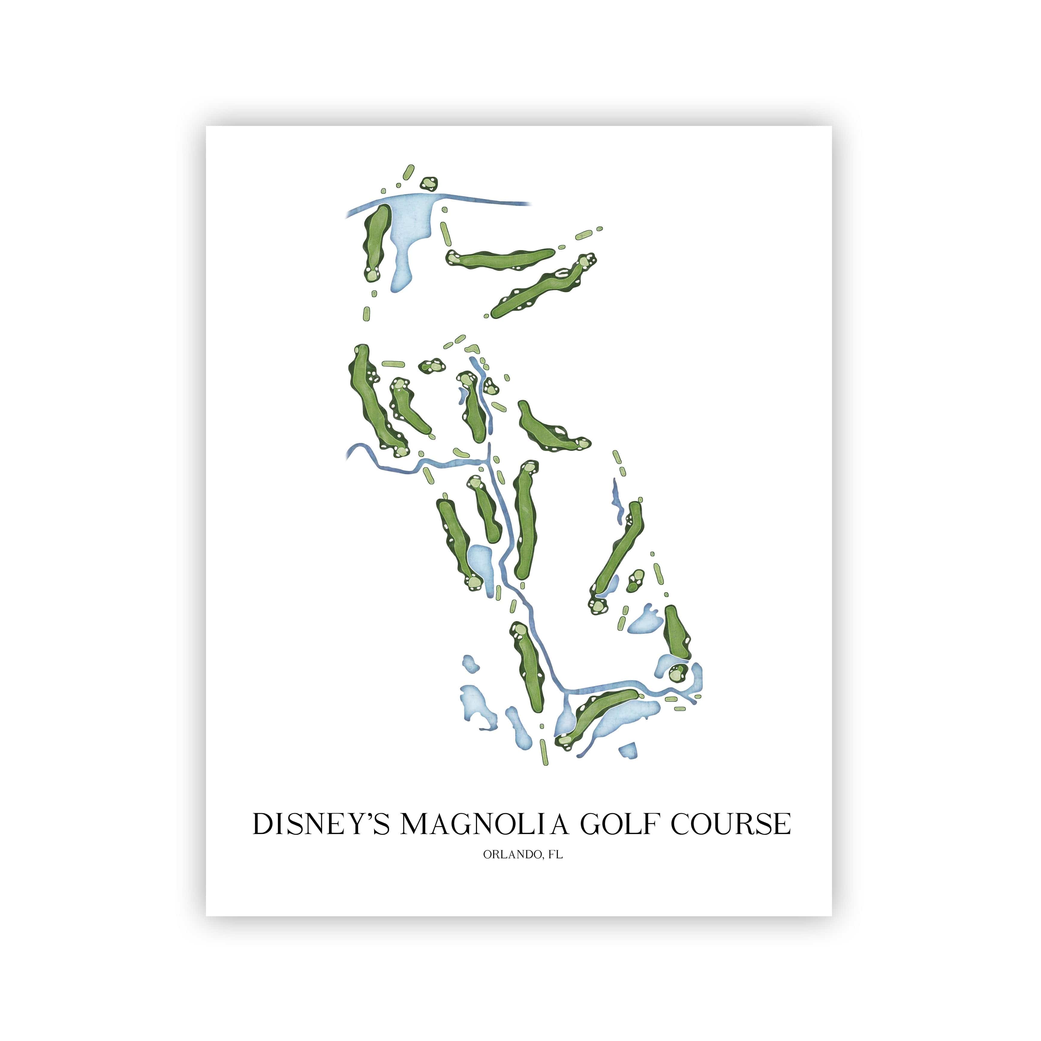 The 19th Hole Golf Shop - Golf Course Prints -  Disney's Magnolia Golf Course Golf Course Map Golf Map