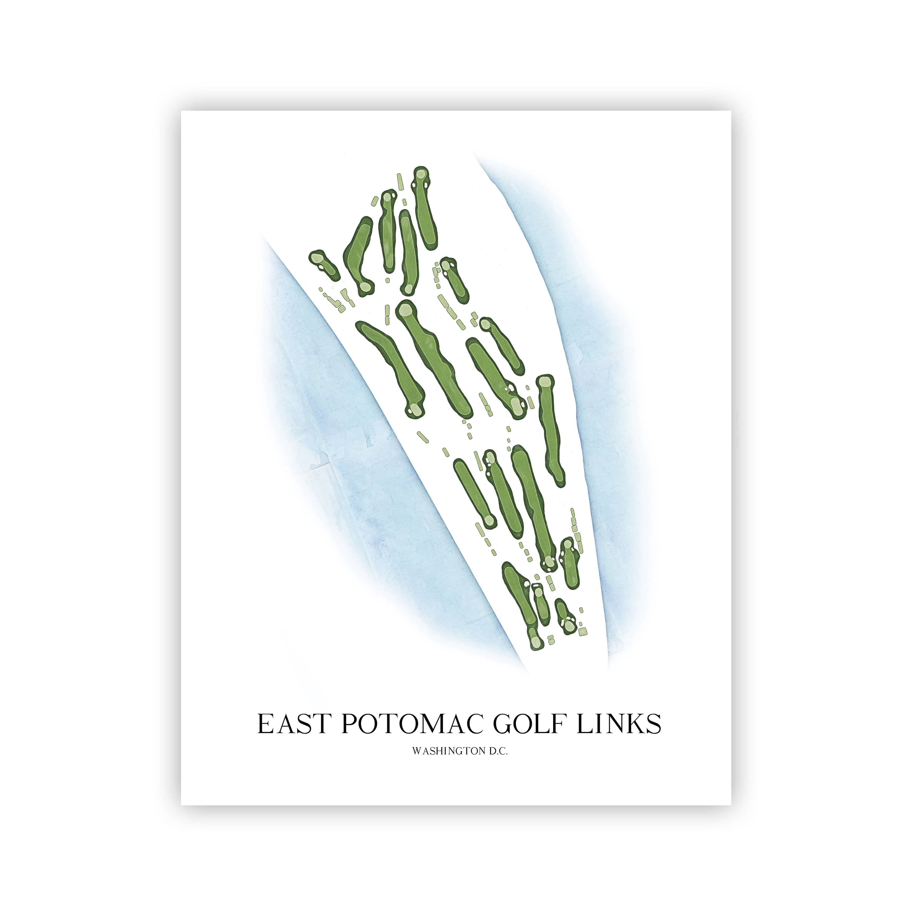 The 19th Hole Golf Shop - Golf Course Prints -  East Potomac Golf Links Golf Course Map Golf Map