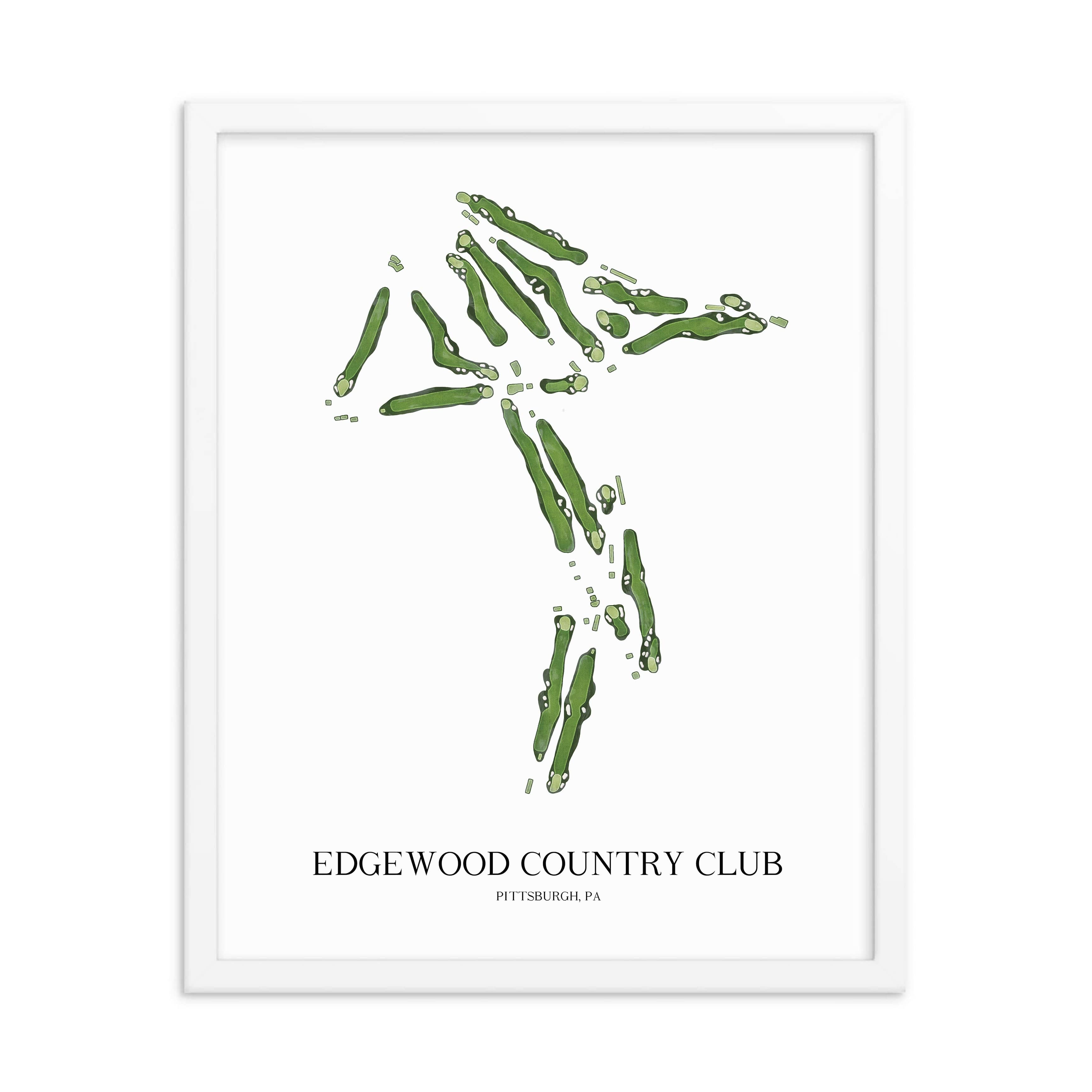 The 19th Hole Golf Shop - Golf Course Prints -  Edgewood Country Club Golf Course Map Golf Map