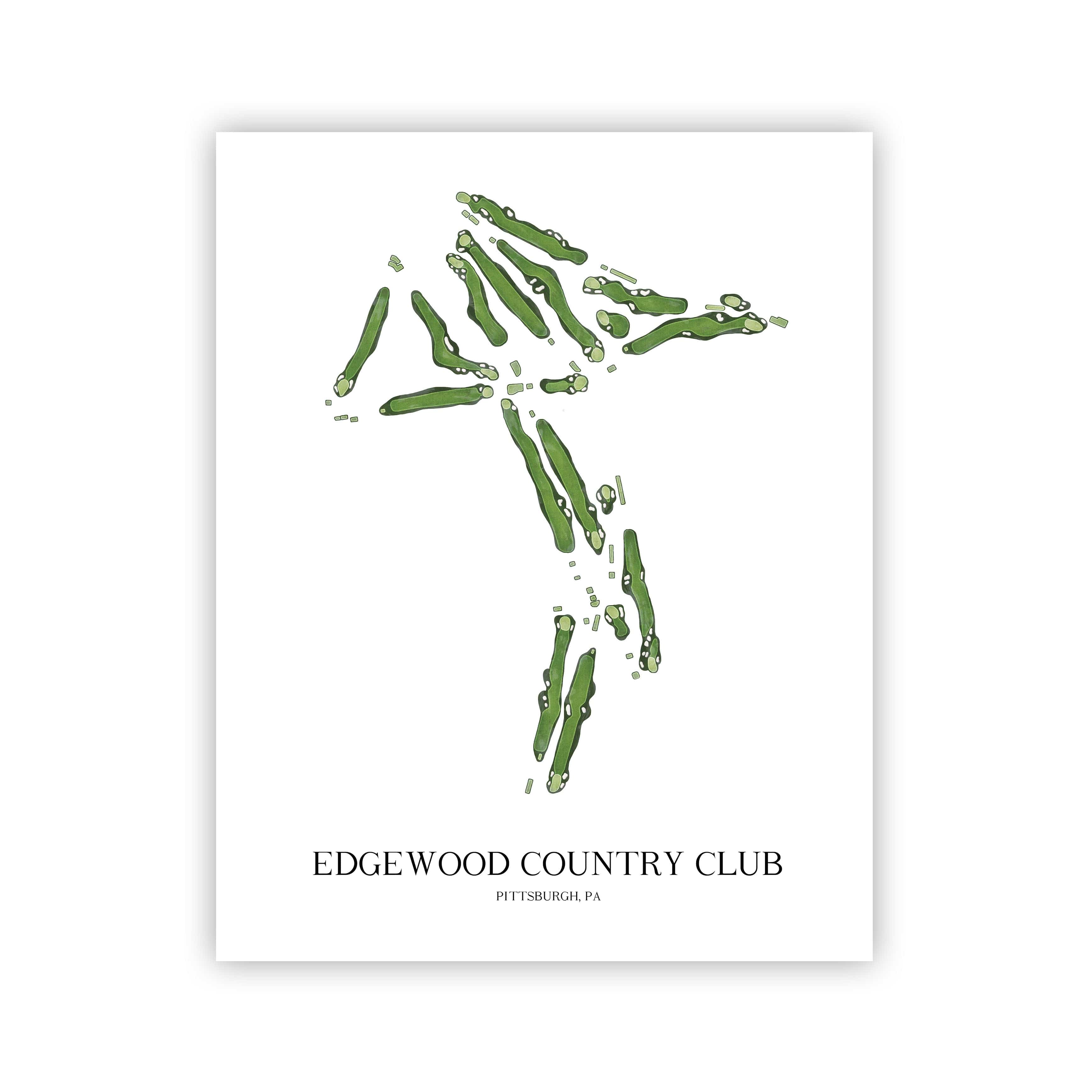 The 19th Hole Golf Shop - Golf Course Prints -  Edgewood Country Club Golf Course Map Golf Map