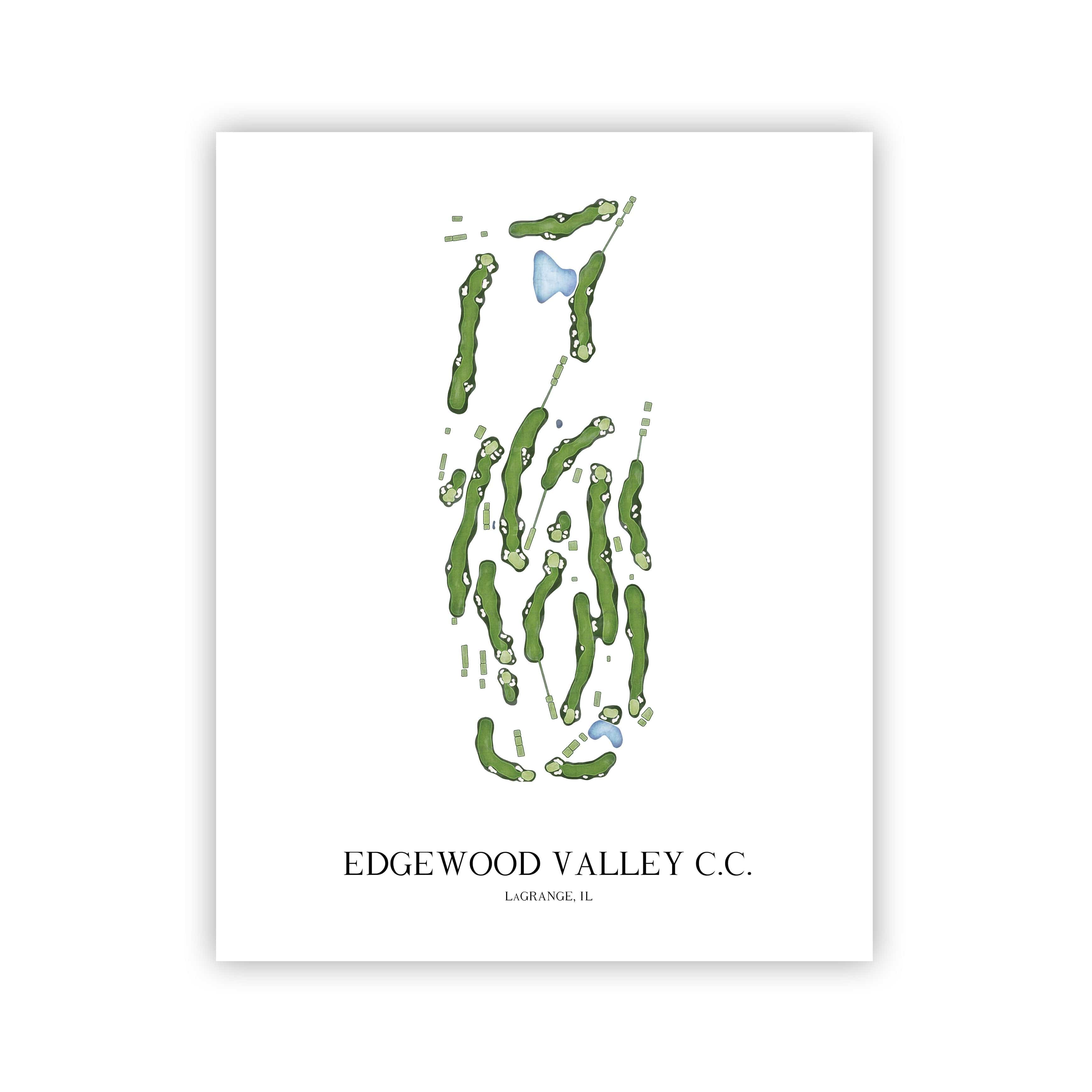 The 19th Hole Golf Shop - Golf Course Prints -  Edgewood Valley Country Club Golf Course Map Golf Map