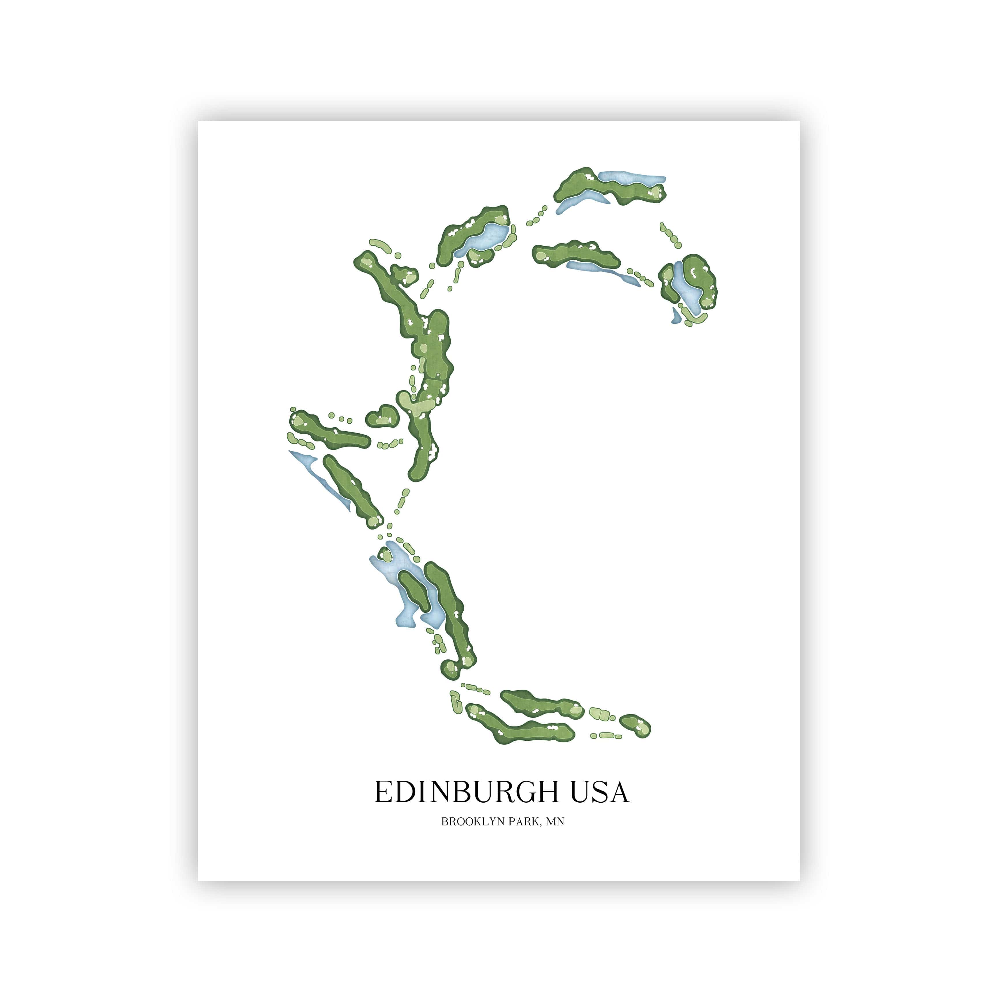 The 19th Hole Golf Shop - Golf Course Prints -  Edinburgh USA Golf Course Map Golf Map