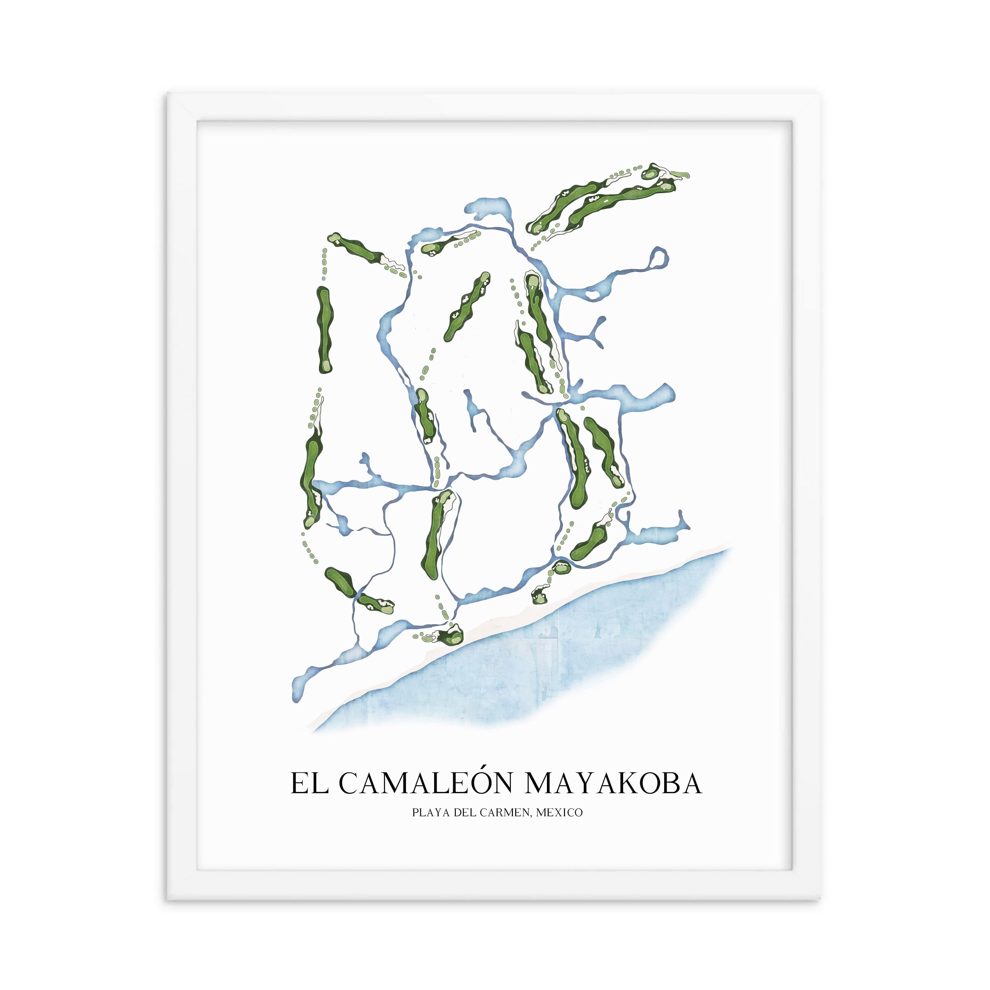 The 19th Hole Golf Shop - Golf Course Prints -  El Camaleon Mayakoba Golf Course Map Golf Map