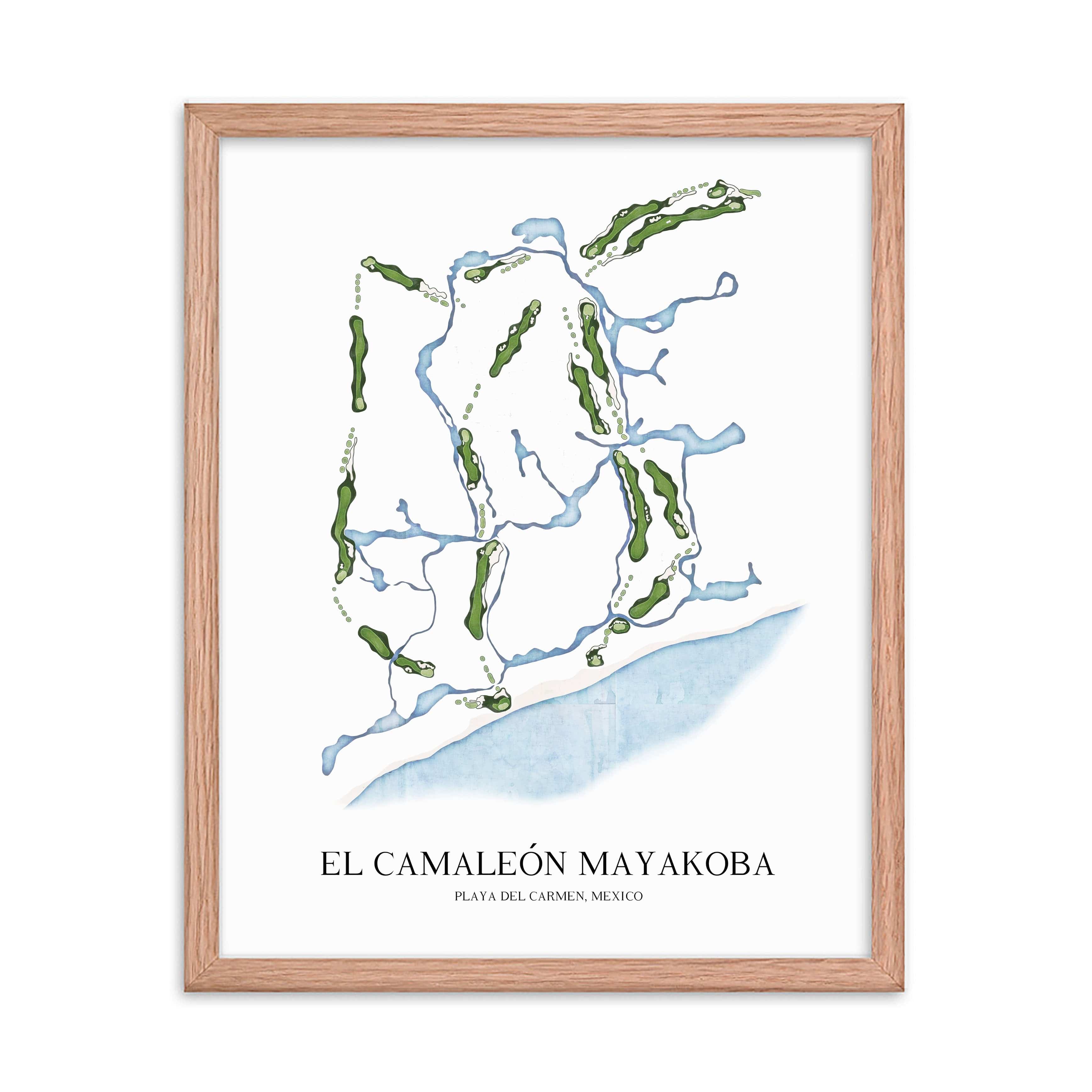 The 19th Hole Golf Shop - Golf Course Prints -  El Camaleon Mayakoba Golf Course Map Golf Map