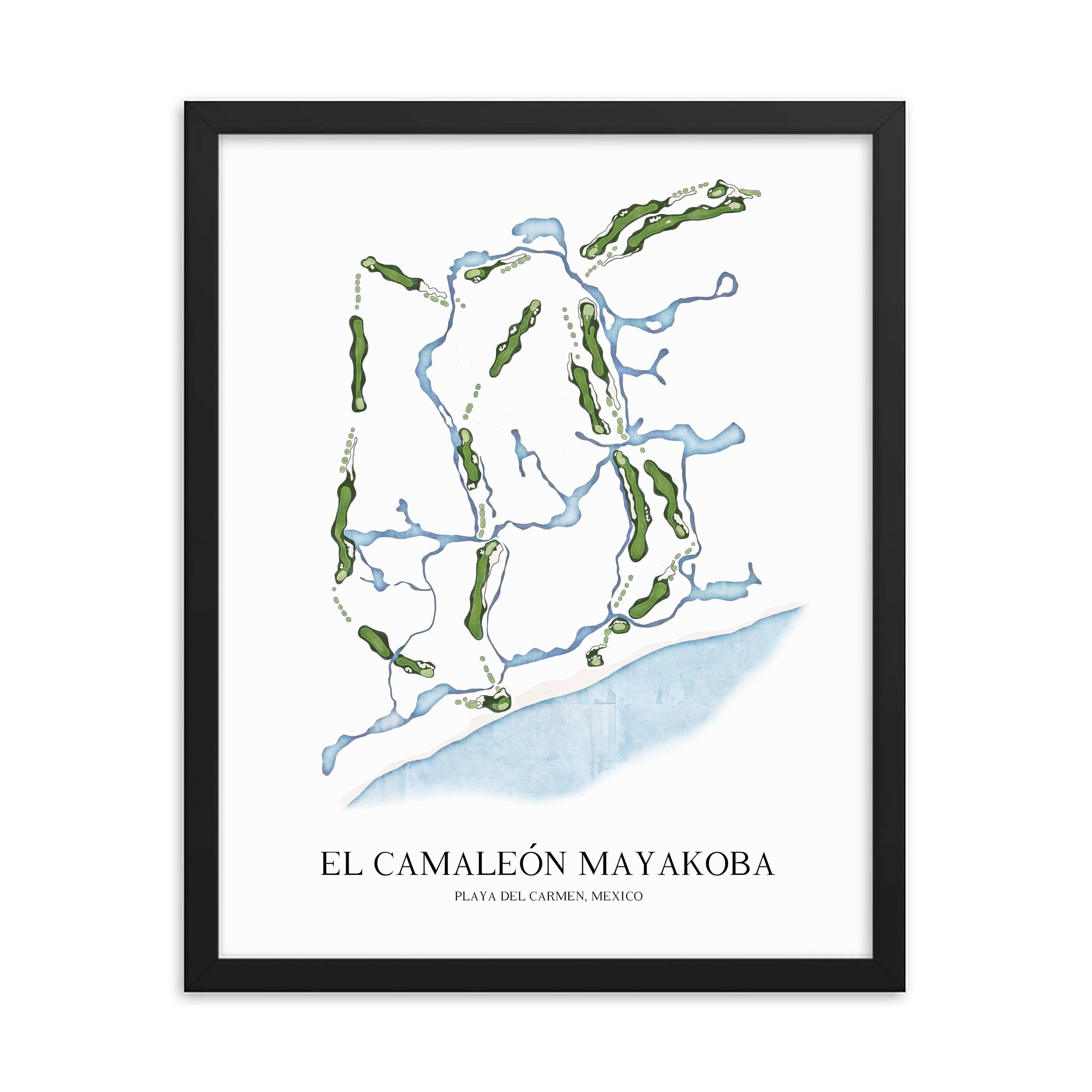 The 19th Hole Golf Shop - Golf Course Prints -  El Camaleon Mayakoba Golf Course Map Golf Map