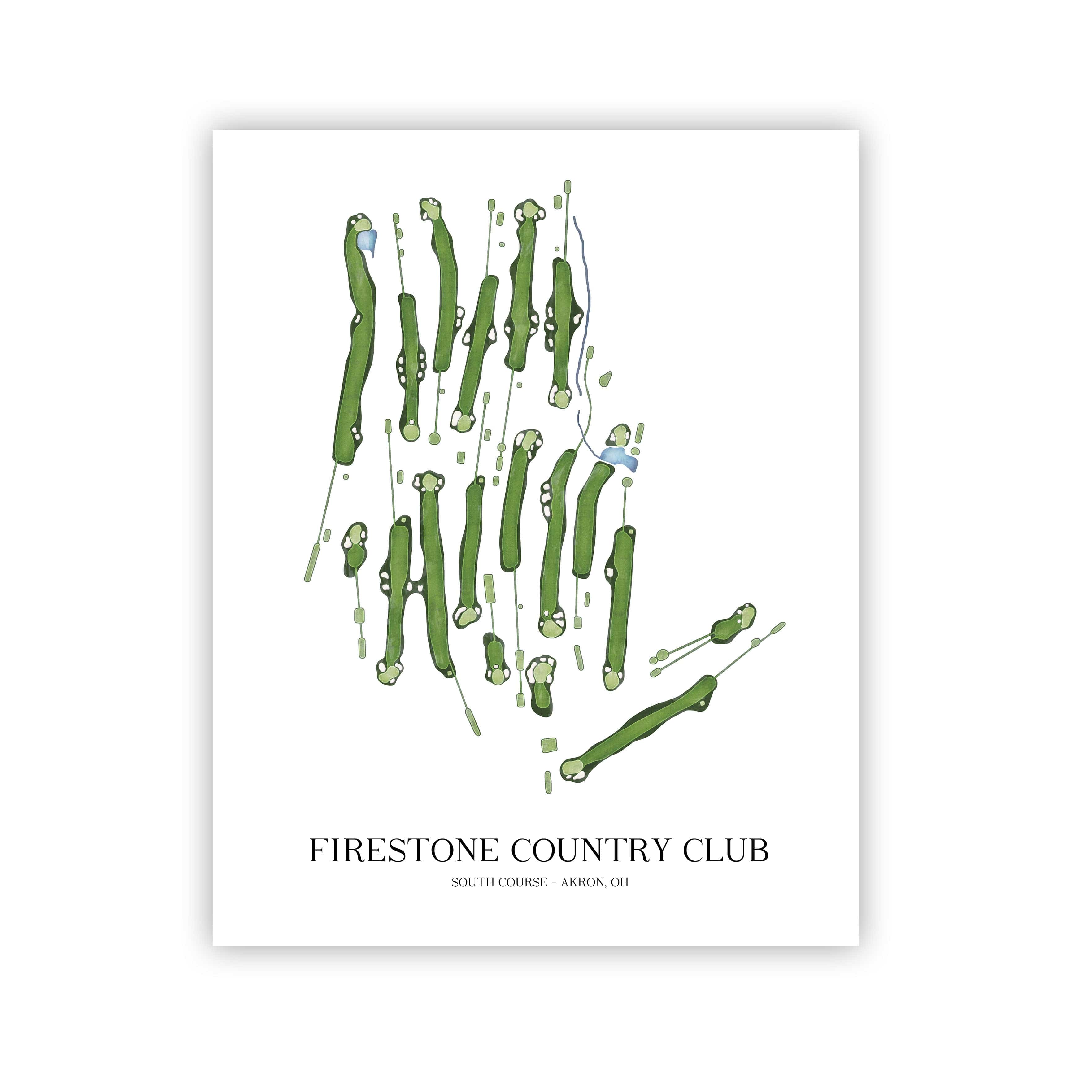 The 19th Hole Golf Shop - Golf Course Prints -  Firestone Country Club - South Course Golf Course Map Golf Map