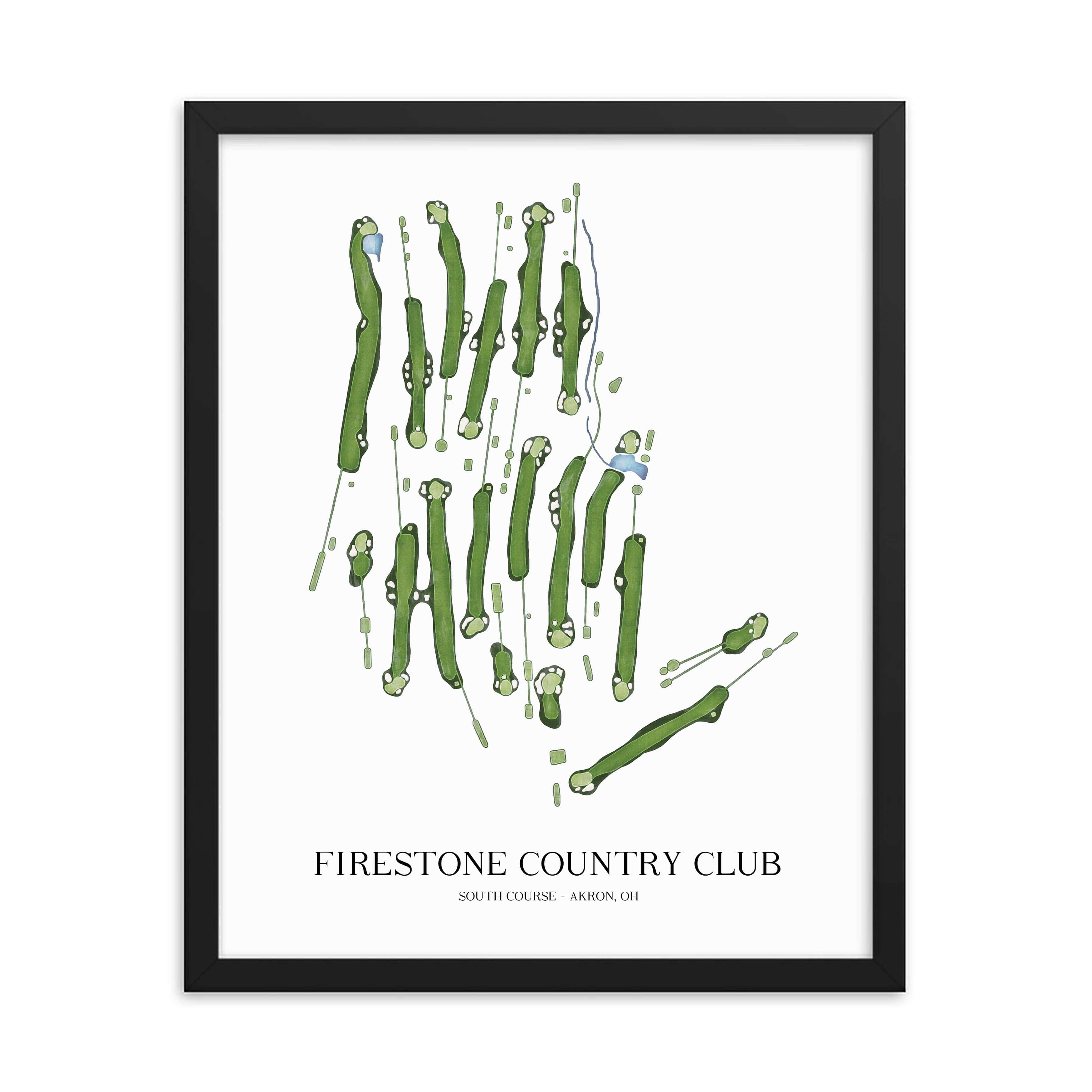 The 19th Hole Golf Shop - Golf Course Prints -  Firestone Country Club - South Course Golf Course Map Golf Map