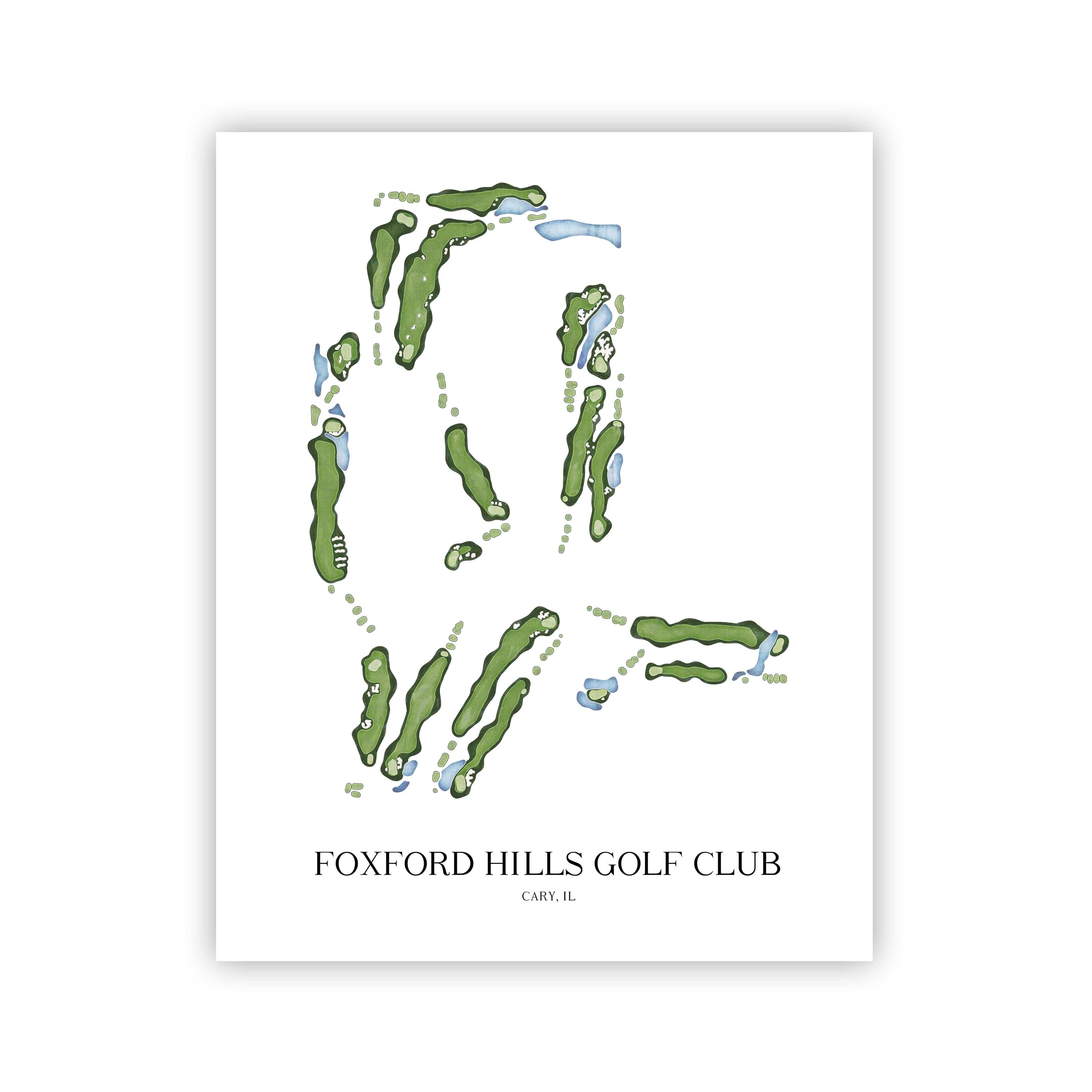 The 19th Hole Golf Shop - Golf Course Prints -  Foxford Hills Golf Club Golf Course Map Golf Map