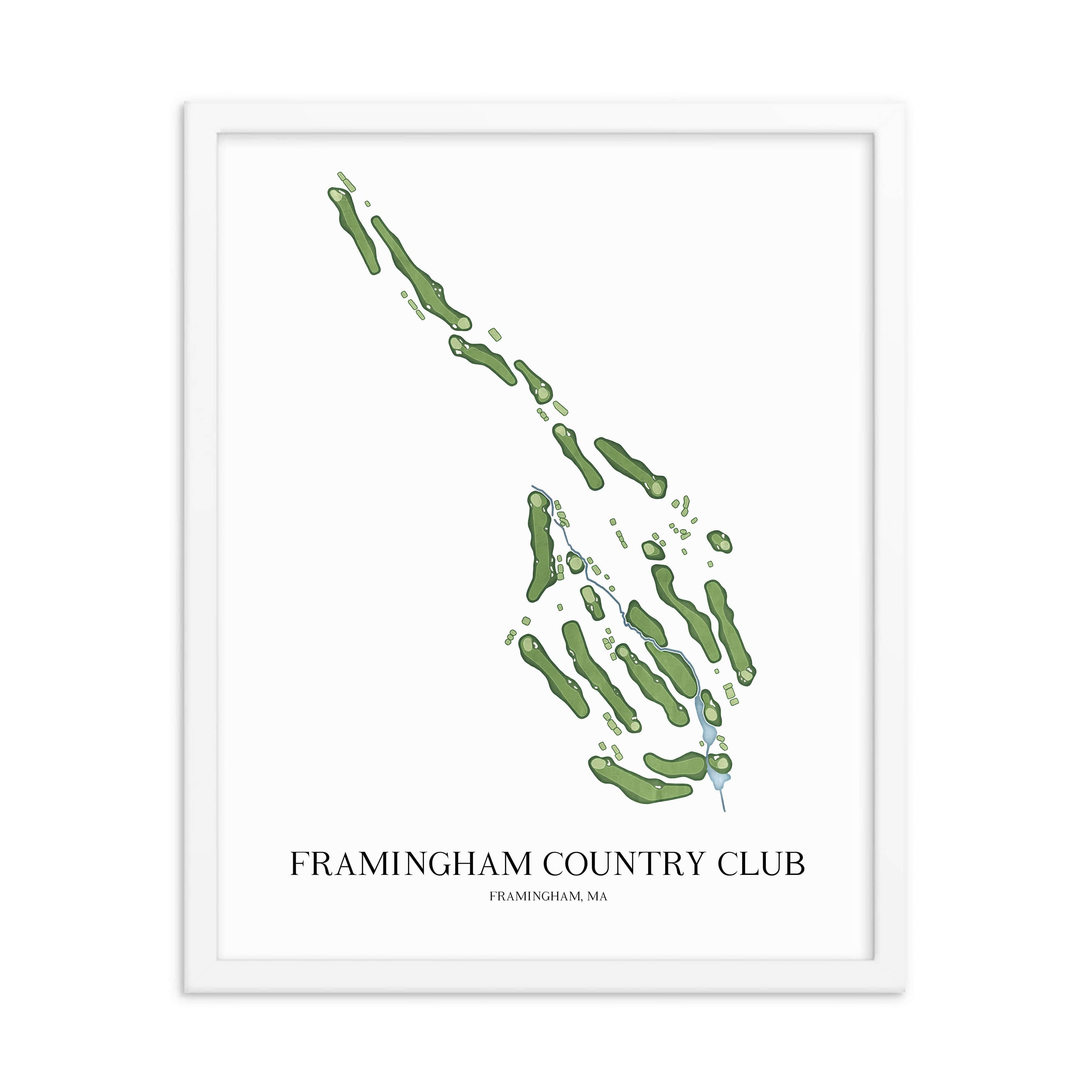 The 19th Hole Golf Shop - Golf Course Prints -  Framingham Country Club Golf Course Map Golf Map