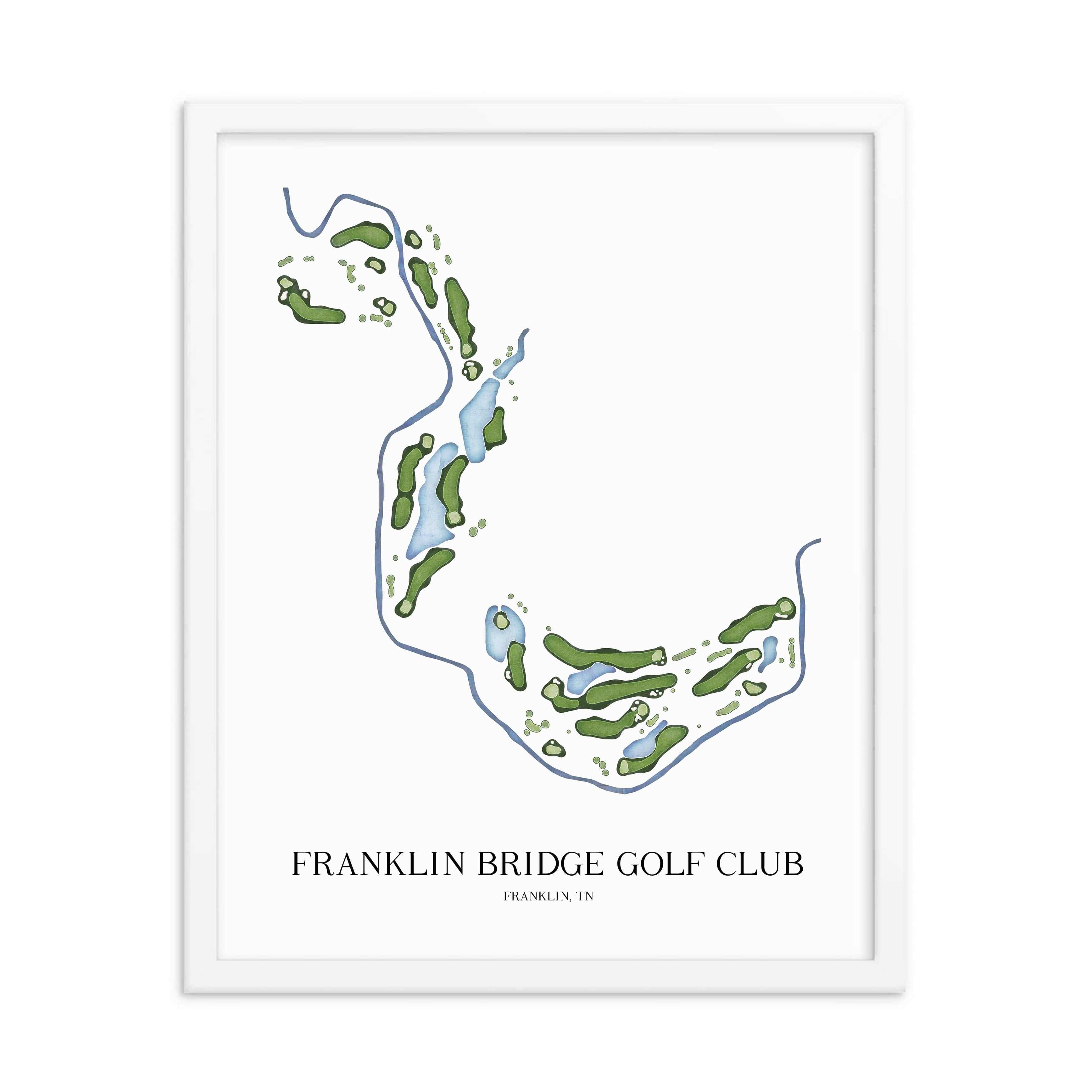 The 19th Hole Golf Shop - Golf Course Prints -  Franklin Bridge Golf Club Golf Course Map Golf Map