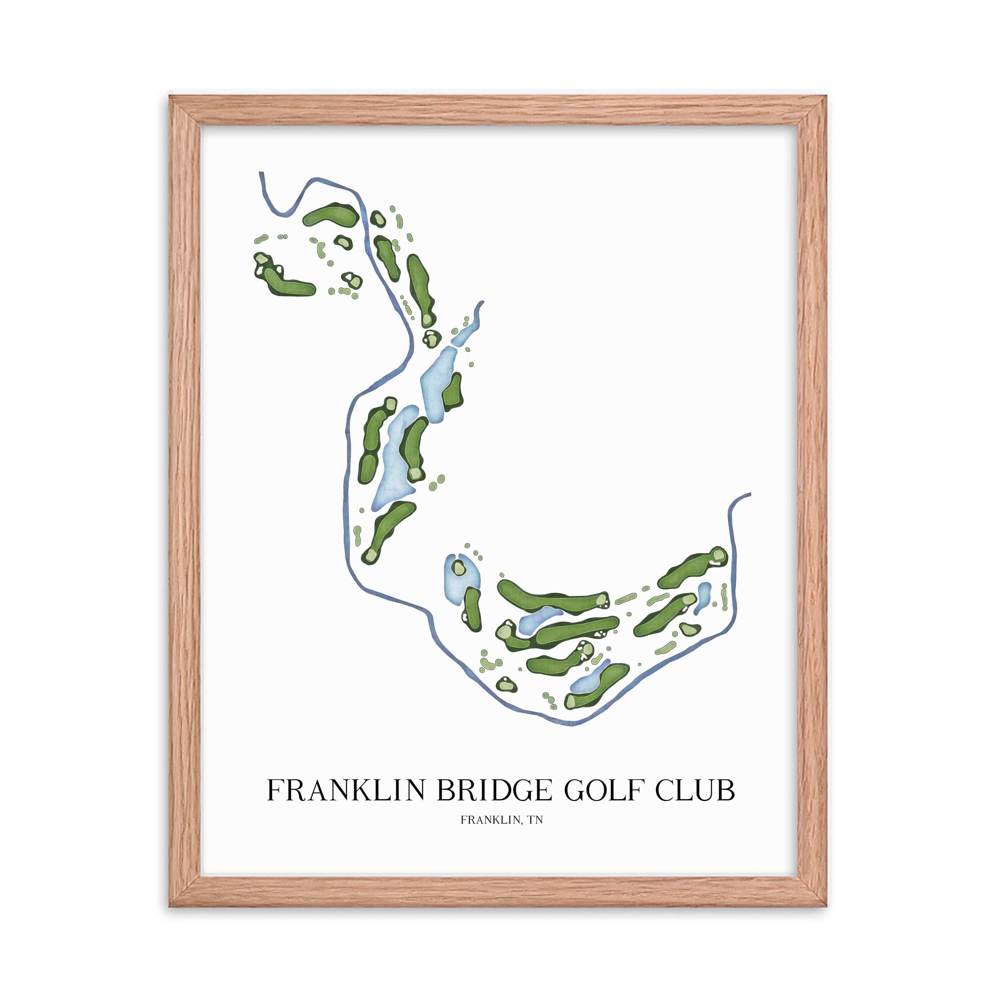 The 19th Hole Golf Shop - Golf Course Prints -  Franklin Bridge Golf Club Golf Course Map Golf Map