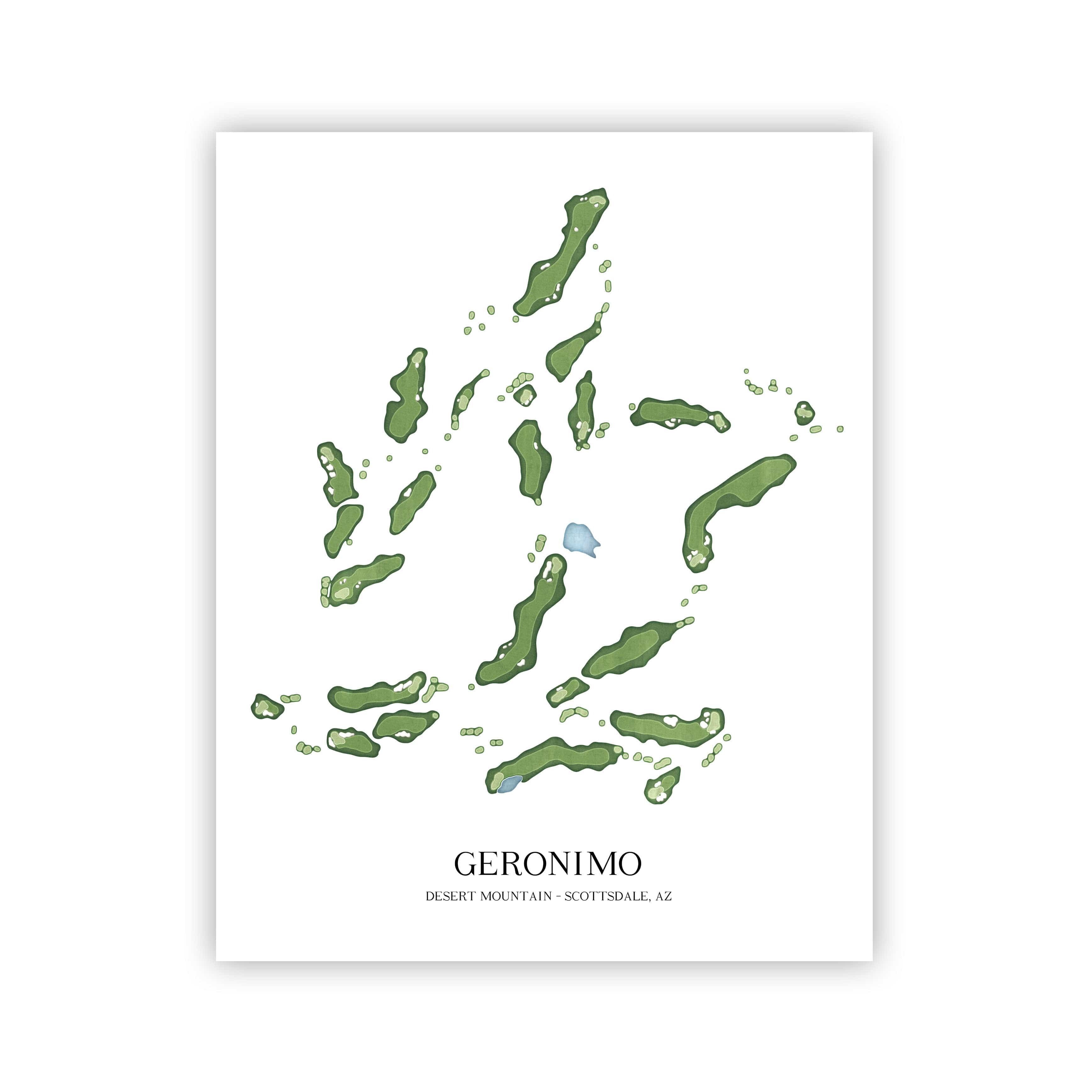 The 19th Hole Golf Shop - Golf Course Prints -  Geronimo - Desert Mountain Golf Course Map Golf Map