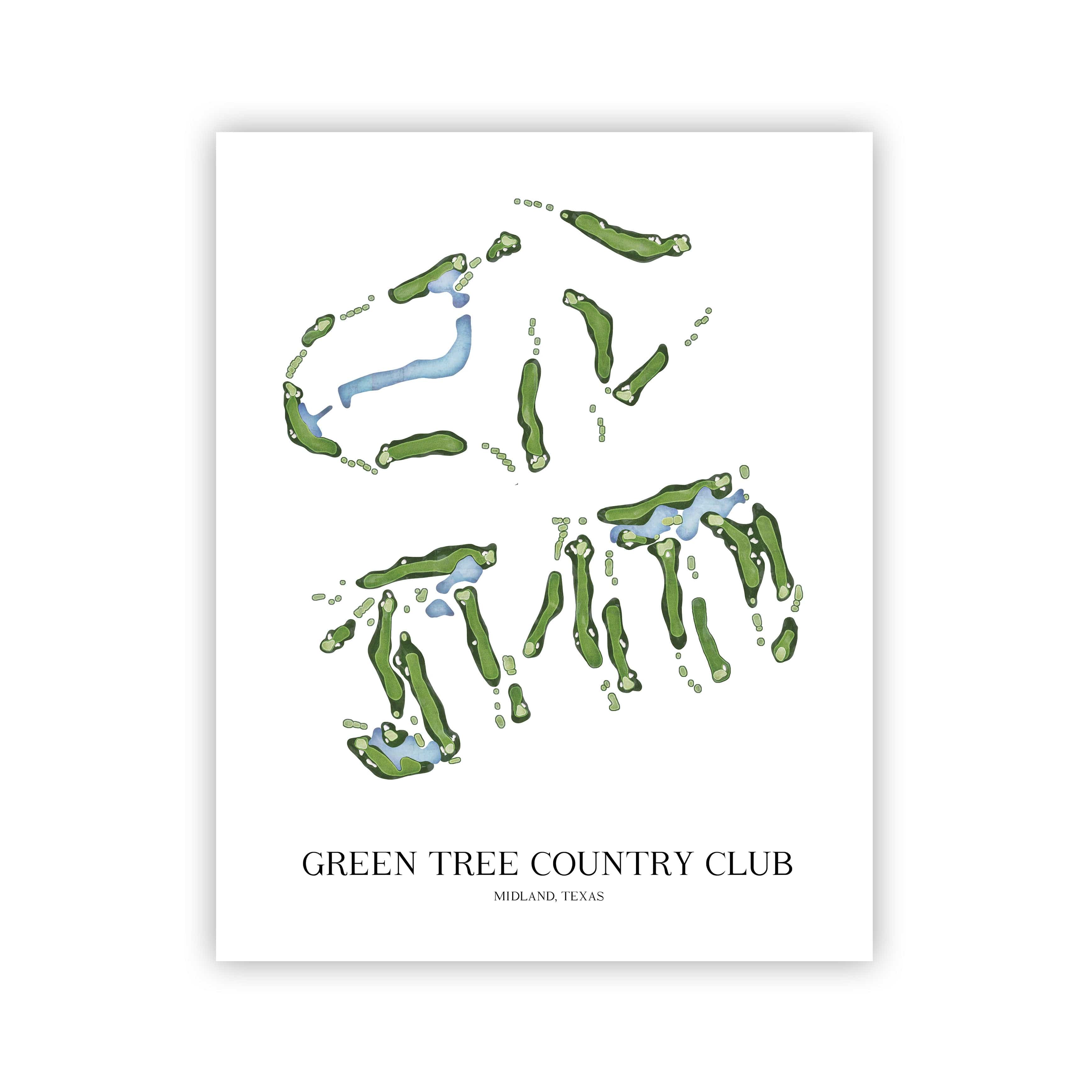 The 19th Hole Golf Shop - Golf Course Prints -  Green Tree Country Club Golf Course Map Golf Map