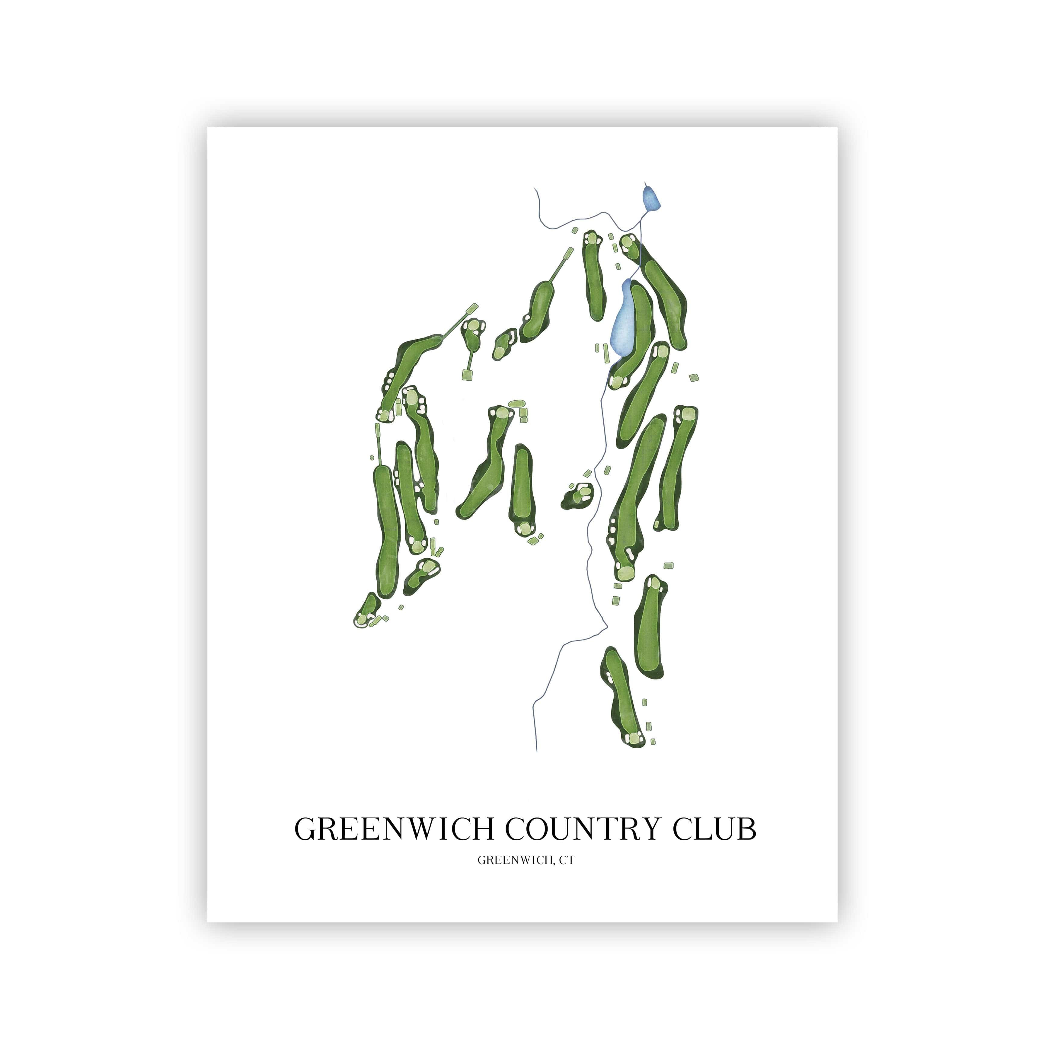 The 19th Hole Golf Shop - Golf Course Prints -  Greenwich Country Club Golf Course Map Golf Map