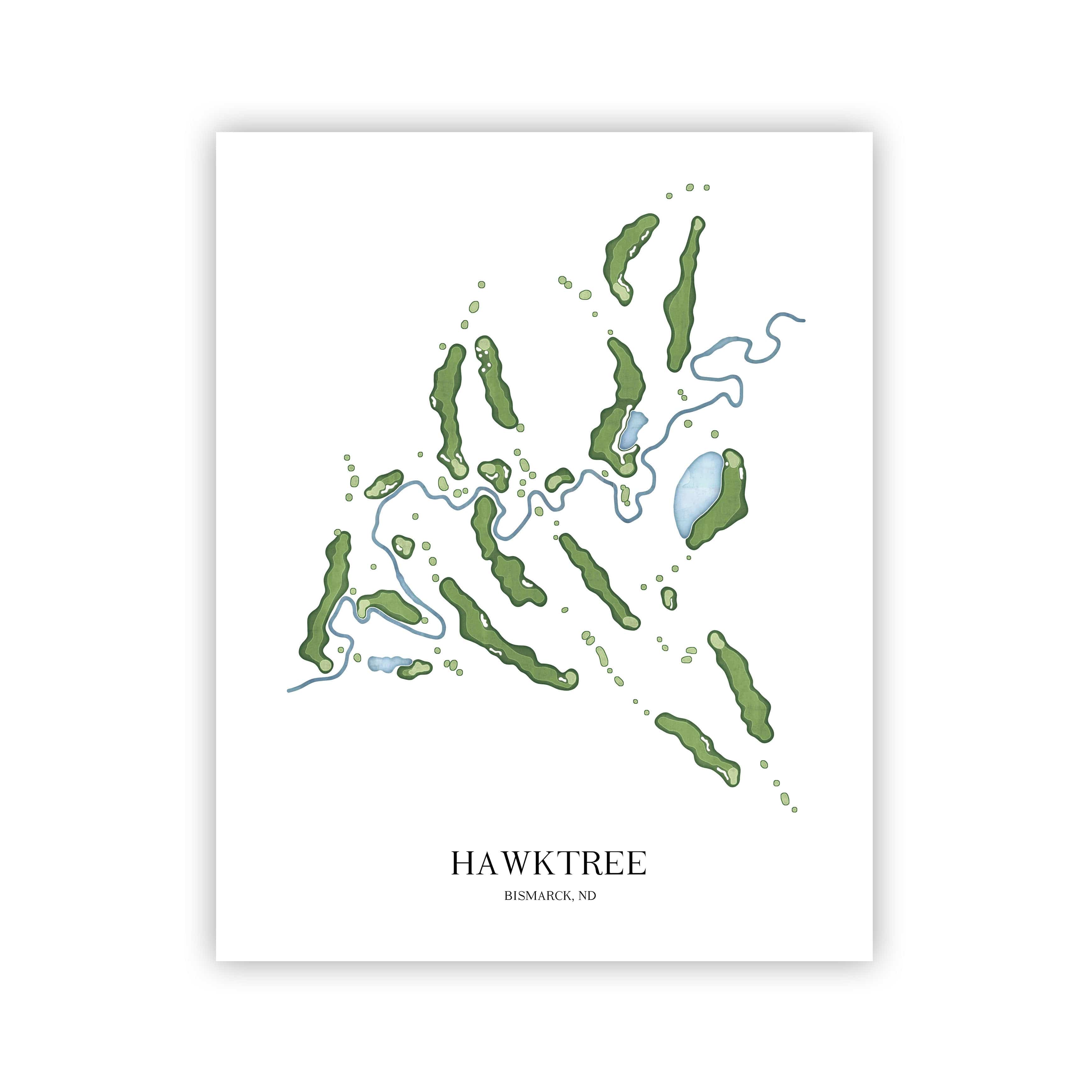 The 19th Hole Golf Shop - Golf Course Prints -  Hawktree Golf Course Map Golf Map