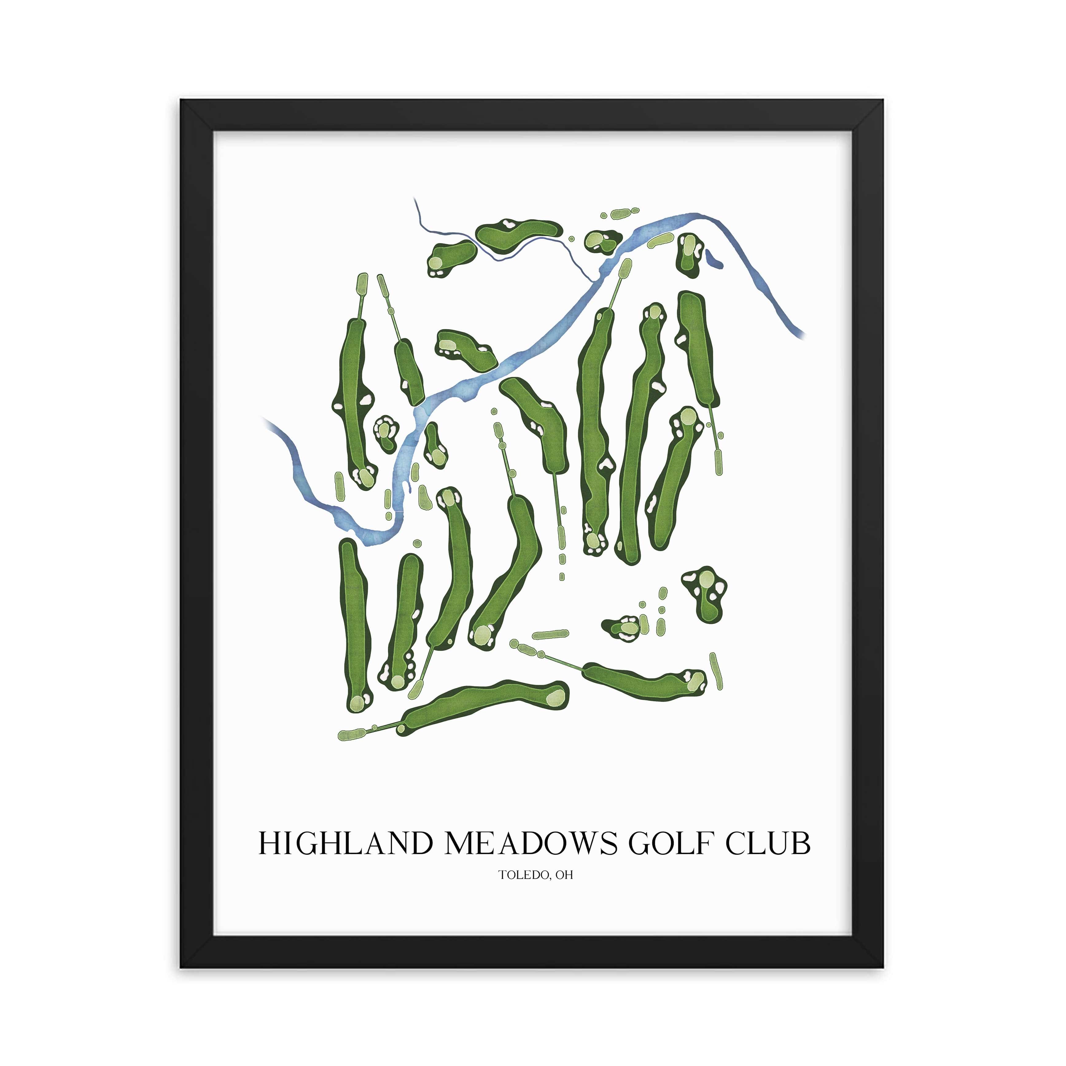 The 19th Hole Golf Shop - Golf Course Prints -  Highland Meadows Golf Club Golf Course Map