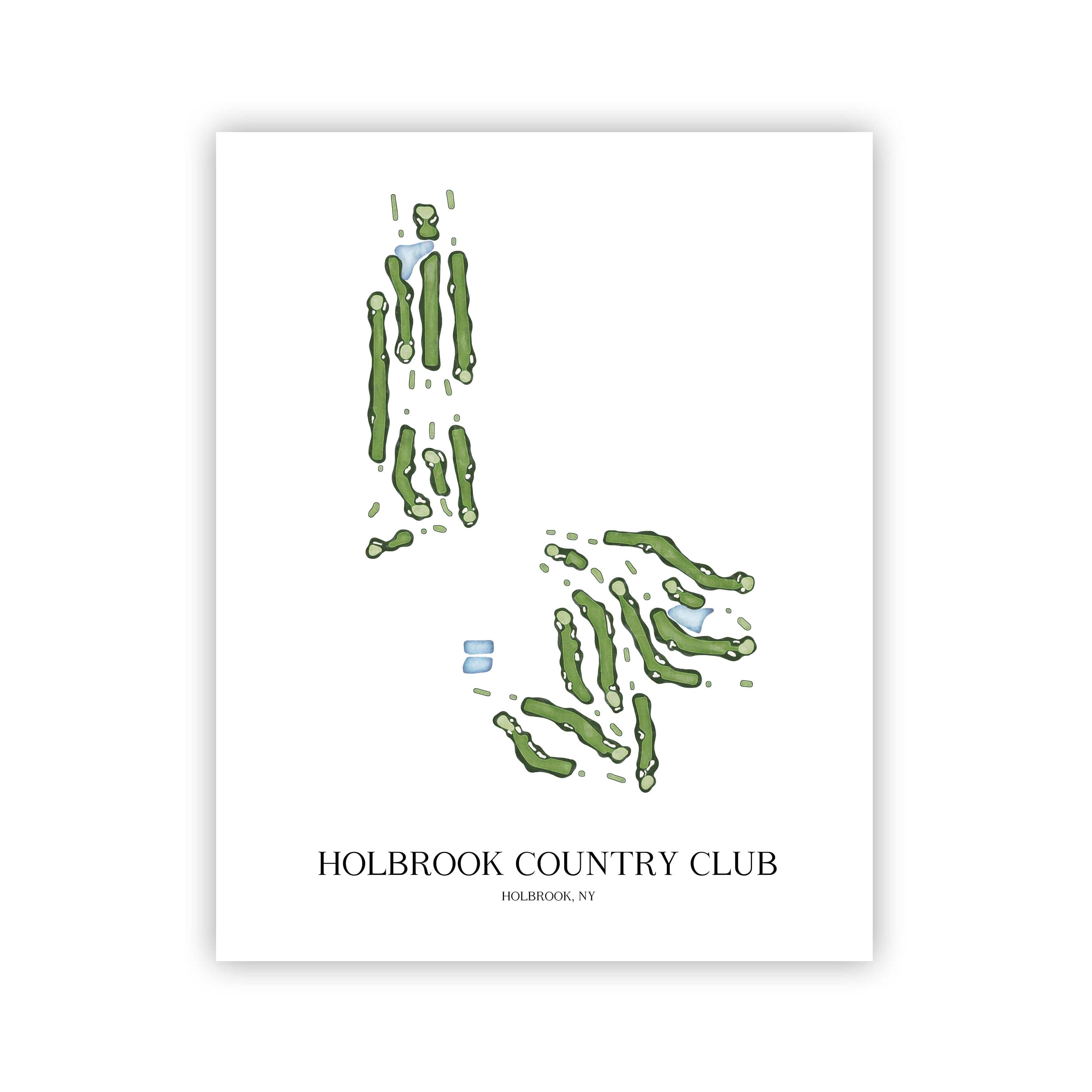 The 19th Hole Golf Shop - Golf Course Prints -  Holbrook Country Club Golf Course Map Golf Map