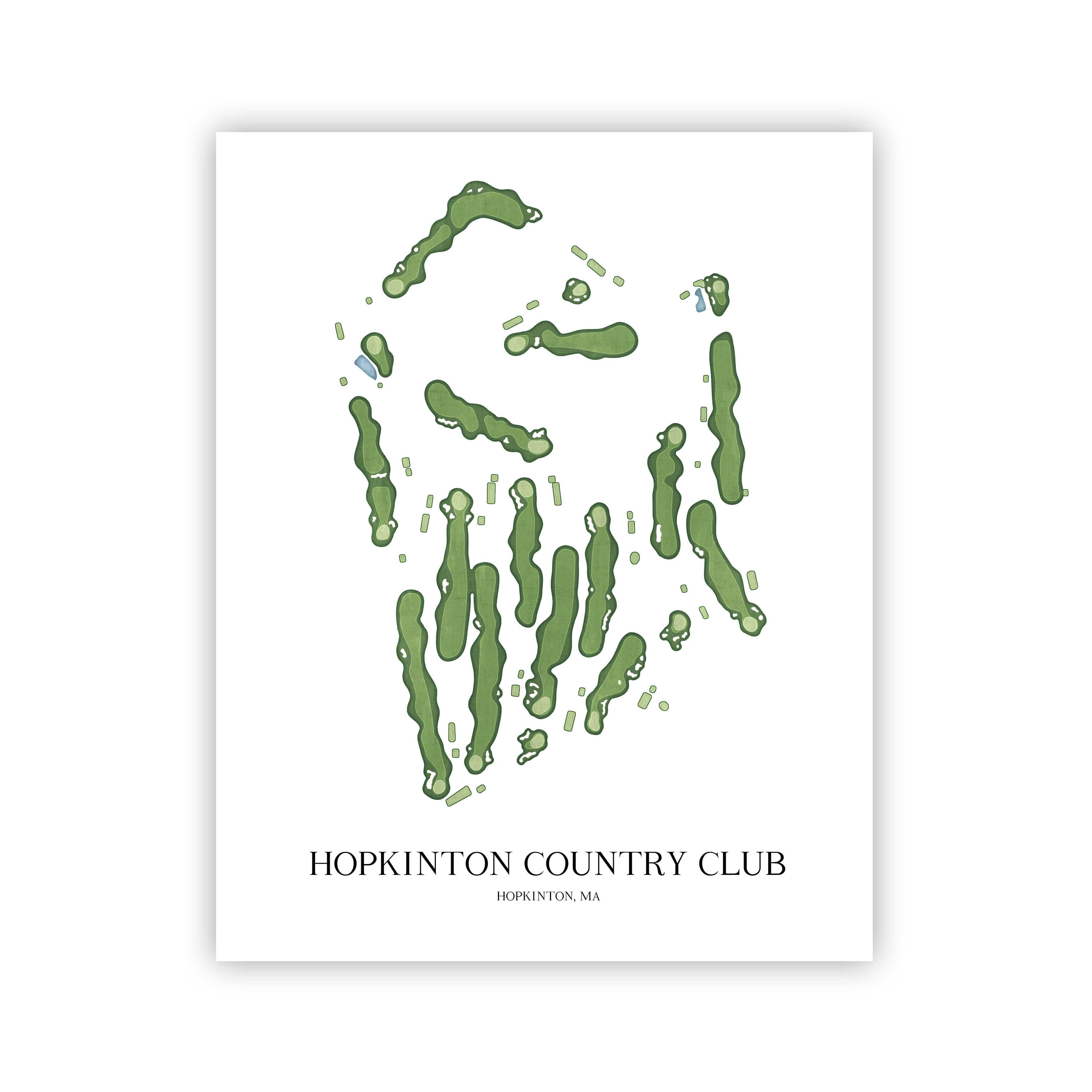 The 19th Hole Golf Shop - Golf Course Prints -  Hopkinton Country Club Golf Course Map Golf Map