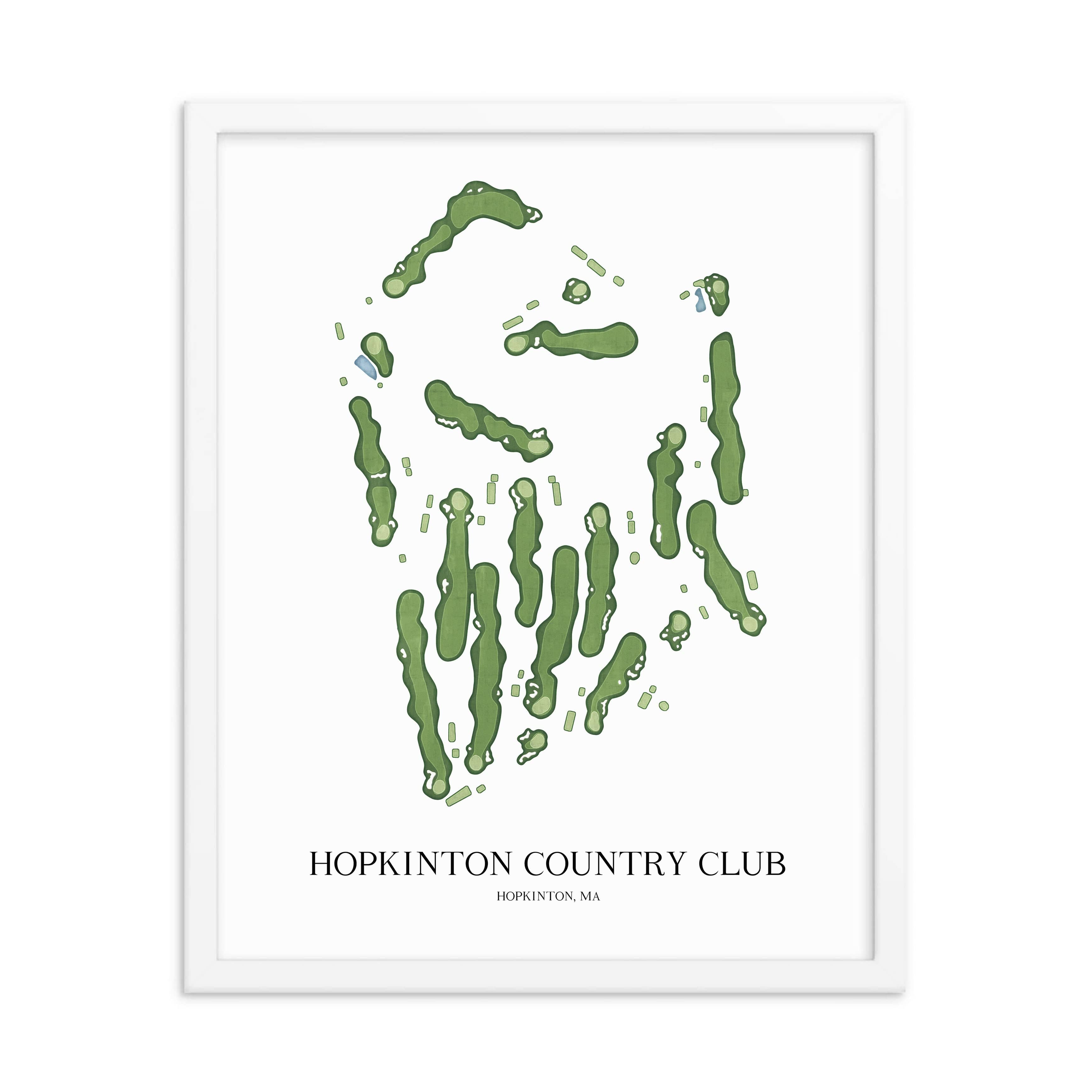 The 19th Hole Golf Shop - Golf Course Prints -  Hopkinton Country Club Golf Course Map Golf Map