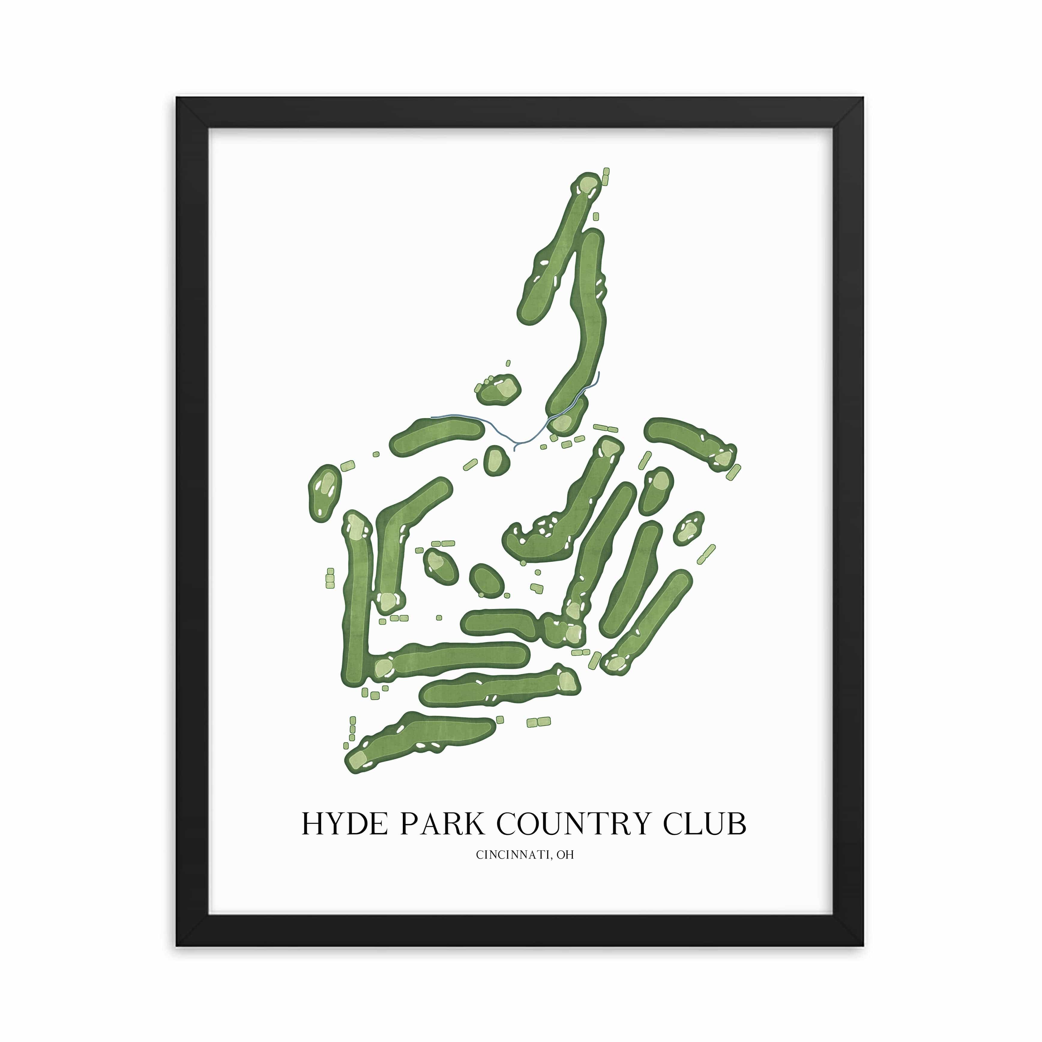 The 19th Hole Golf Shop - Golf Course Prints -  Hyde Park Country Club Golf Course Map Golf Map